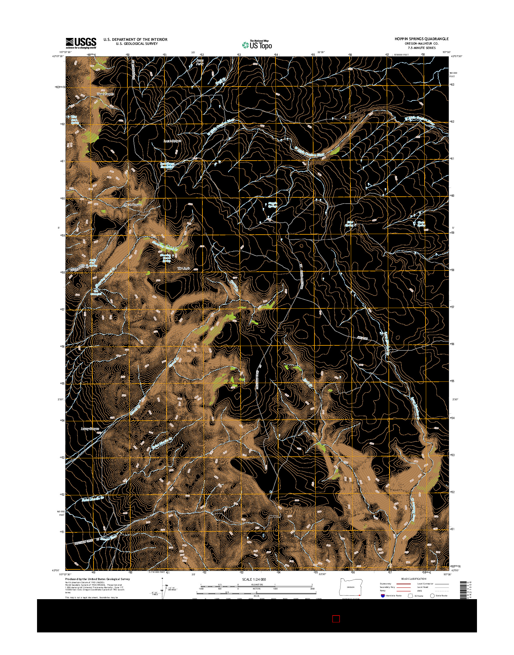 USGS US TOPO 7.5-MINUTE MAP FOR HOPPIN SPRINGS, OR 2014