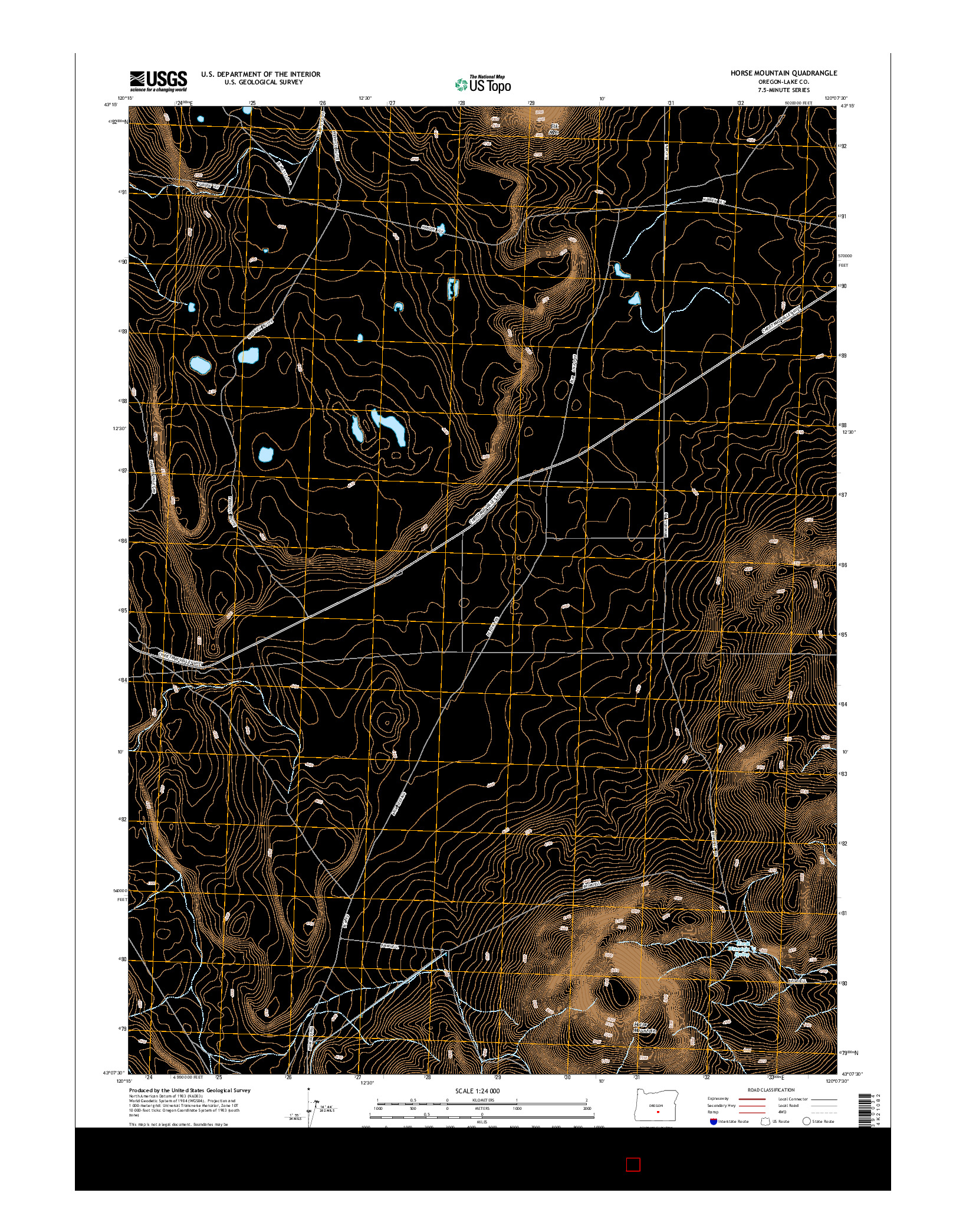 USGS US TOPO 7.5-MINUTE MAP FOR HORSE MOUNTAIN, OR 2014