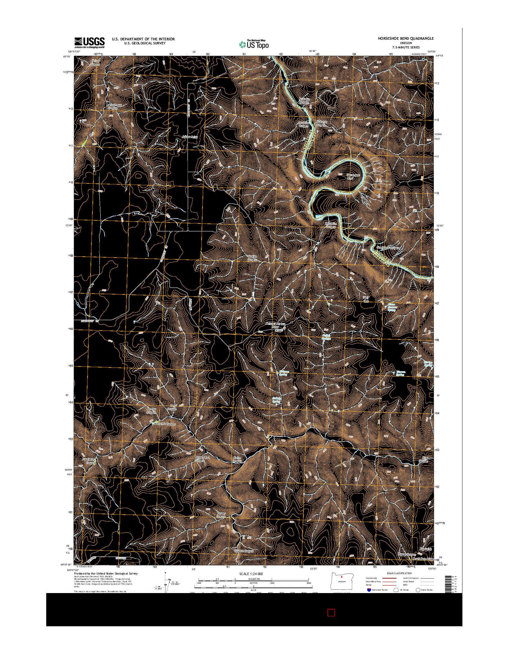 USGS US TOPO 7.5-MINUTE MAP FOR HORSESHOE BEND, OR 2014
