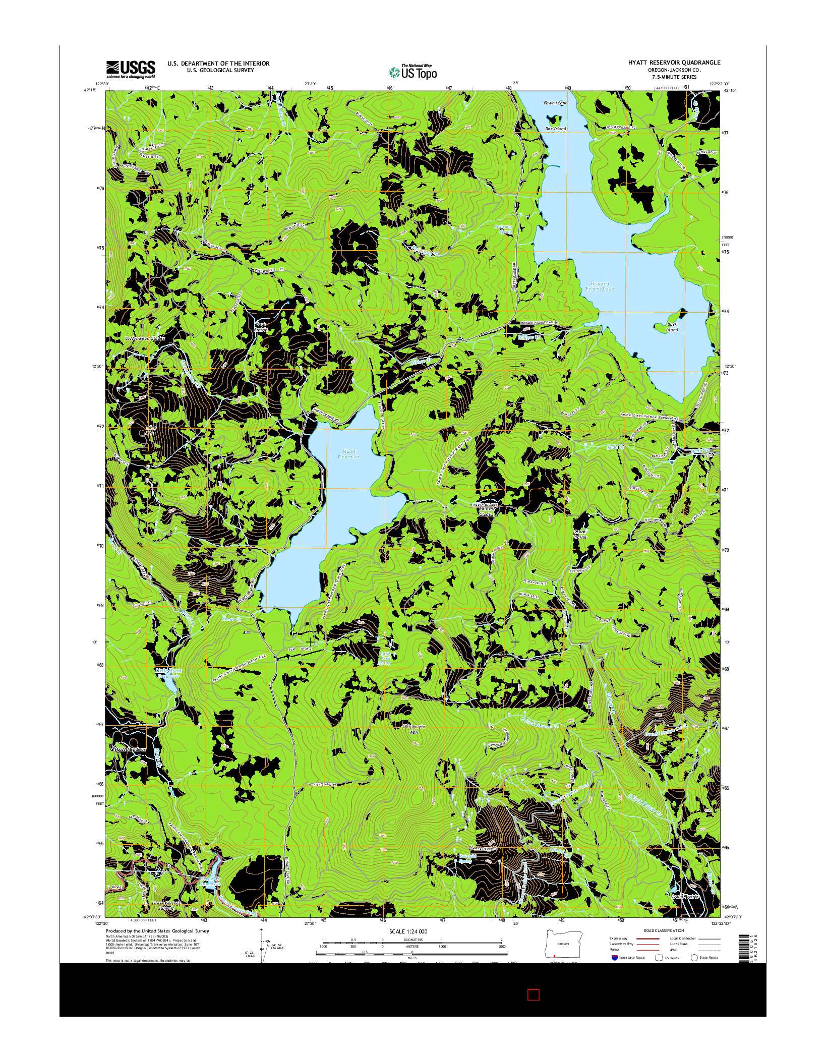 USGS US TOPO 7.5-MINUTE MAP FOR HYATT RESERVOIR, OR 2014