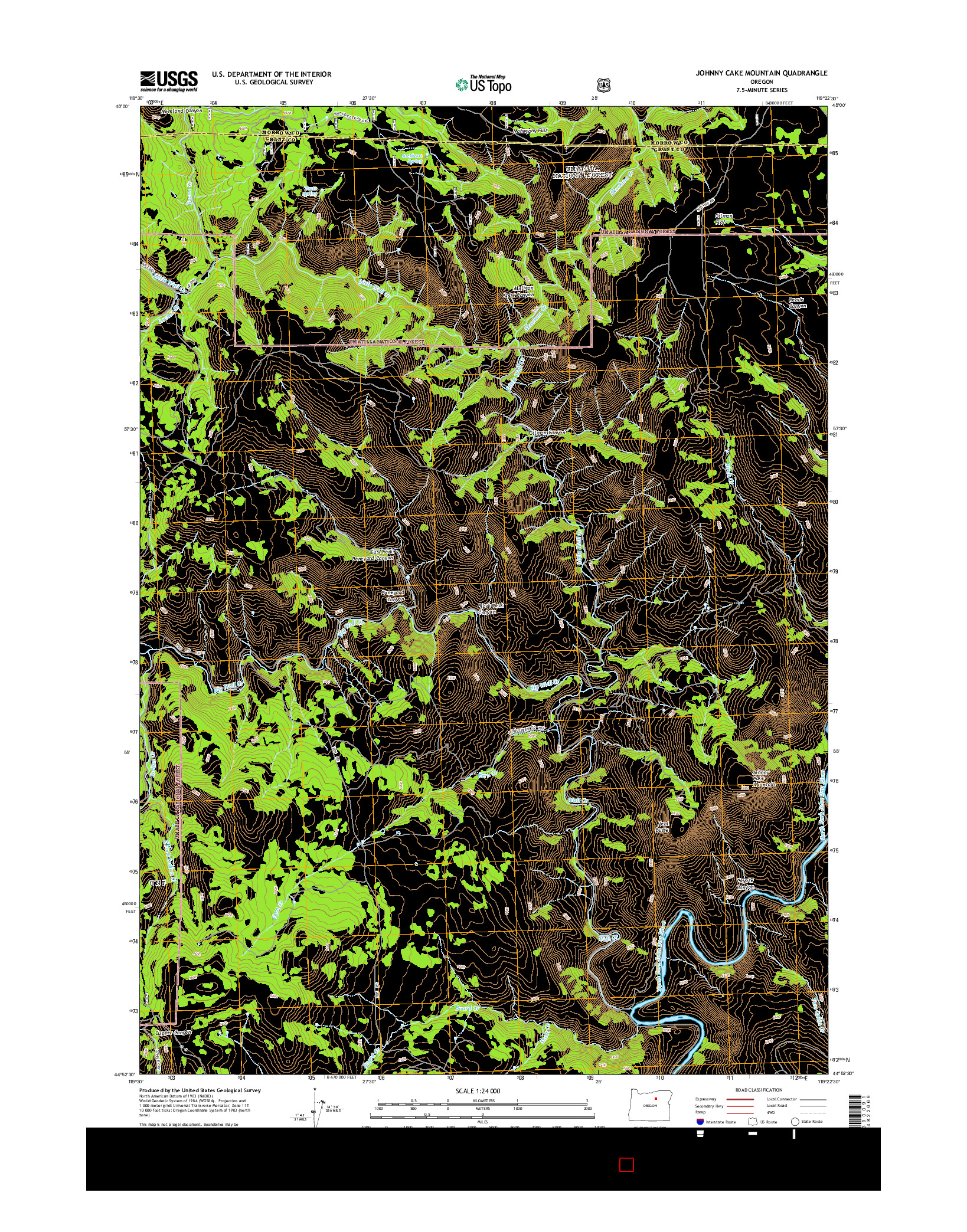 USGS US TOPO 7.5-MINUTE MAP FOR JOHNNY CAKE MOUNTAIN, OR 2014