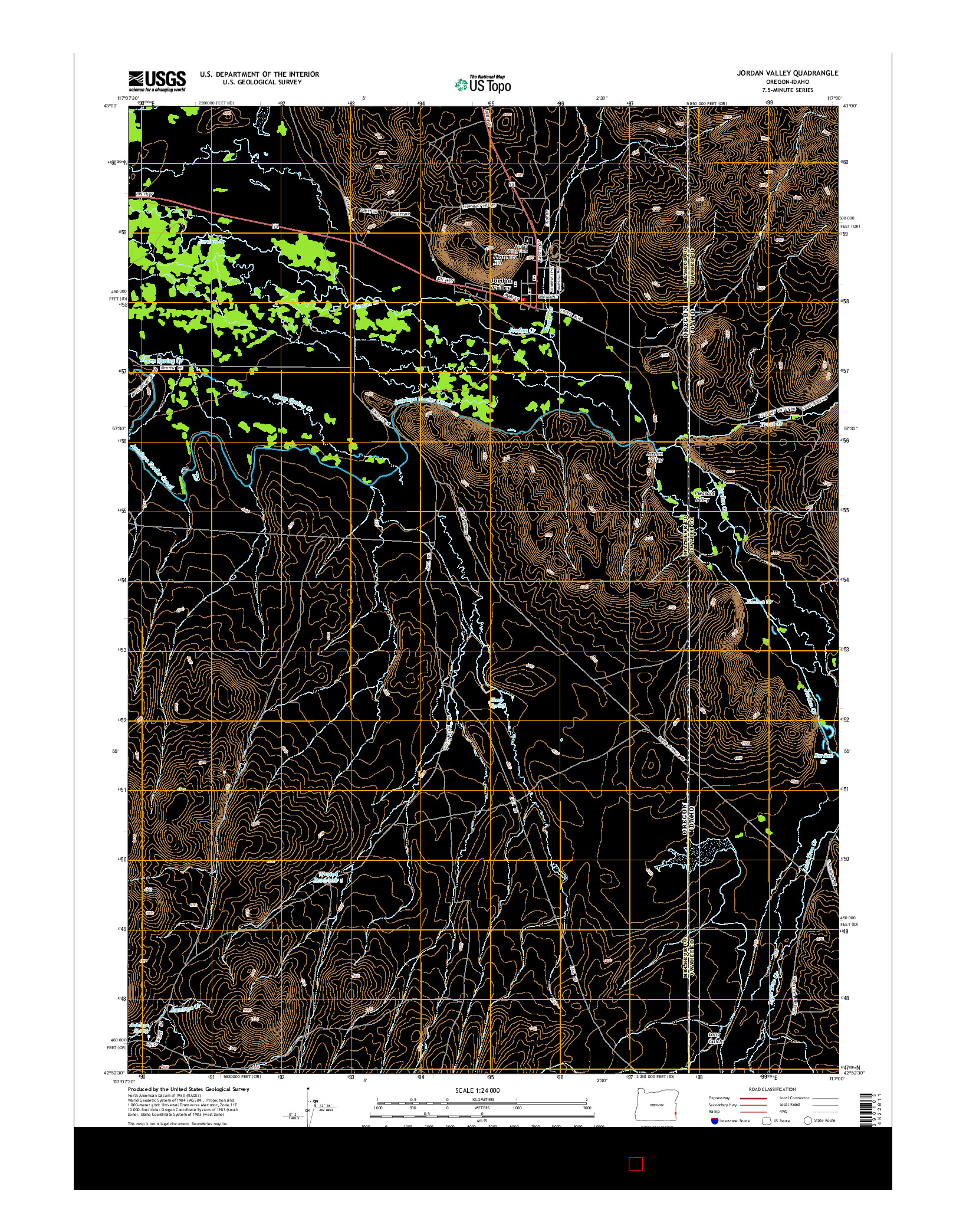 USGS US TOPO 7.5-MINUTE MAP FOR JORDAN VALLEY, OR-ID 2014