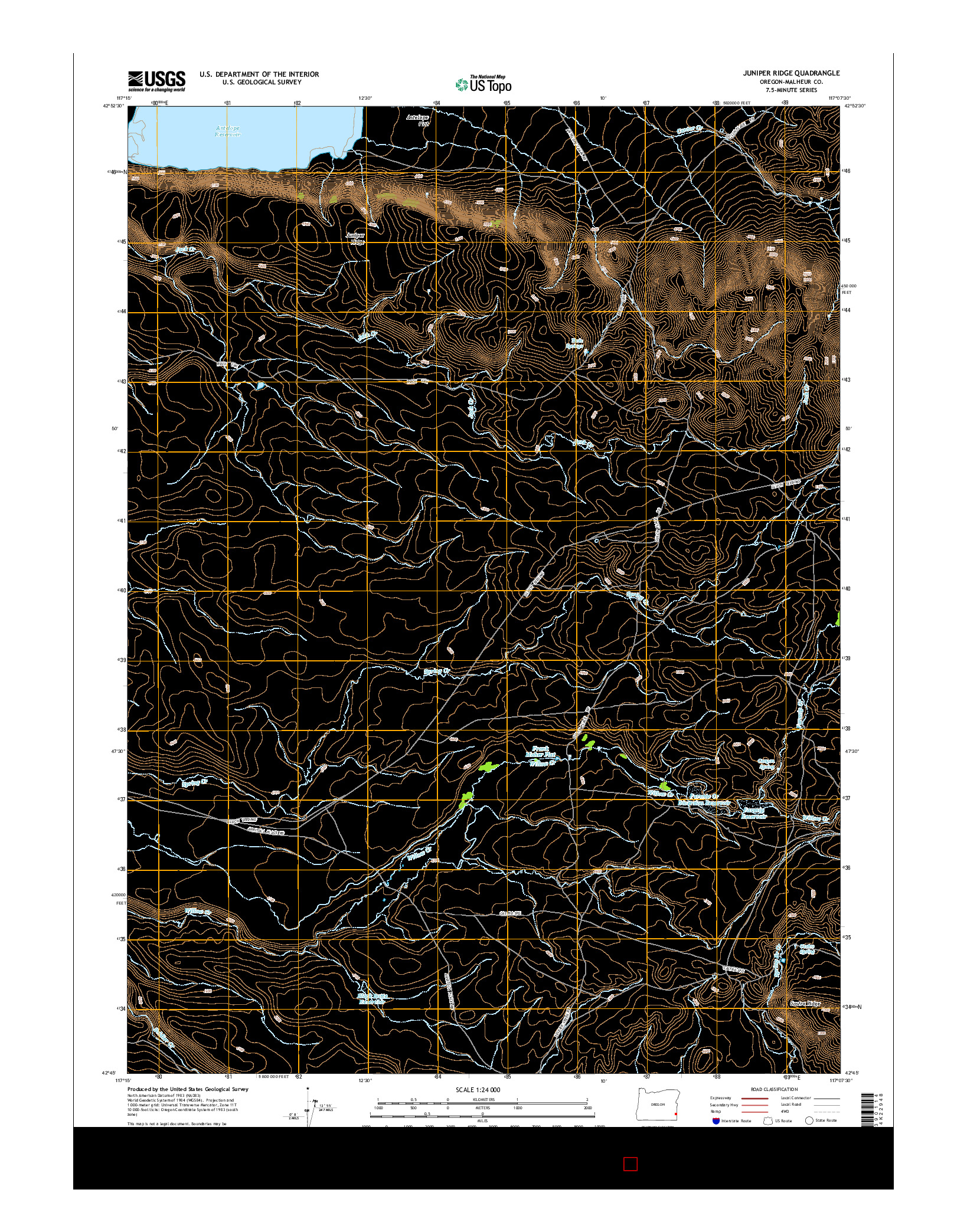 USGS US TOPO 7.5-MINUTE MAP FOR JUNIPER RIDGE, OR 2014
