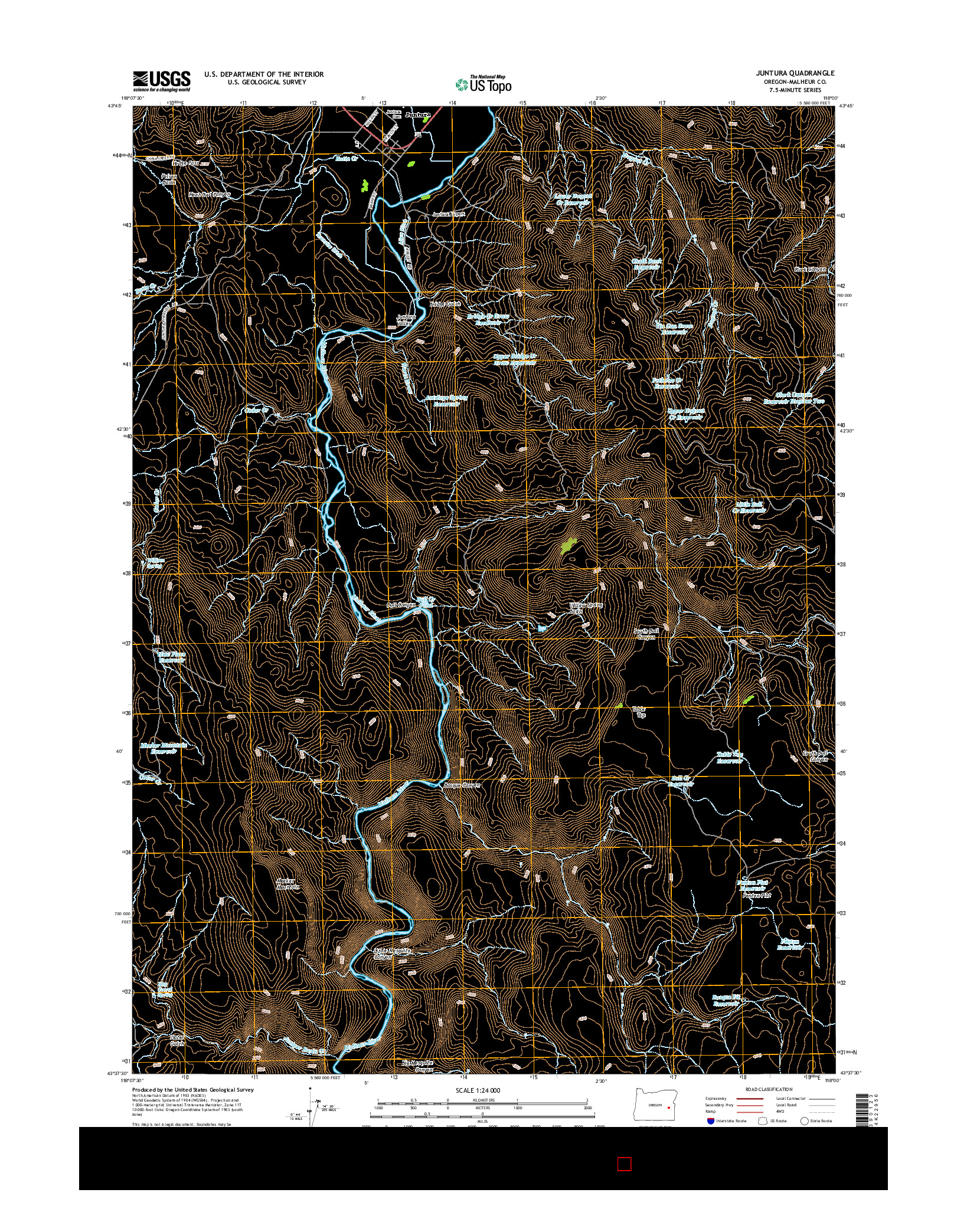 USGS US TOPO 7.5-MINUTE MAP FOR JUNTURA, OR 2014
