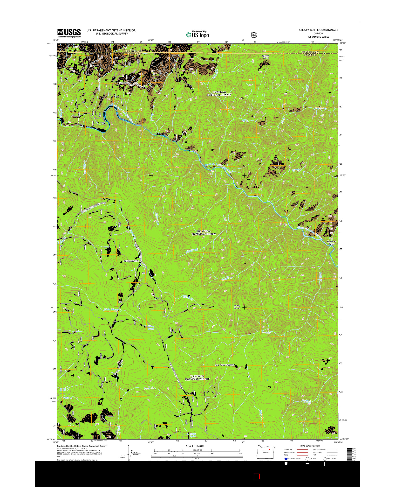 USGS US TOPO 7.5-MINUTE MAP FOR KELSAY BUTTE, OR 2014