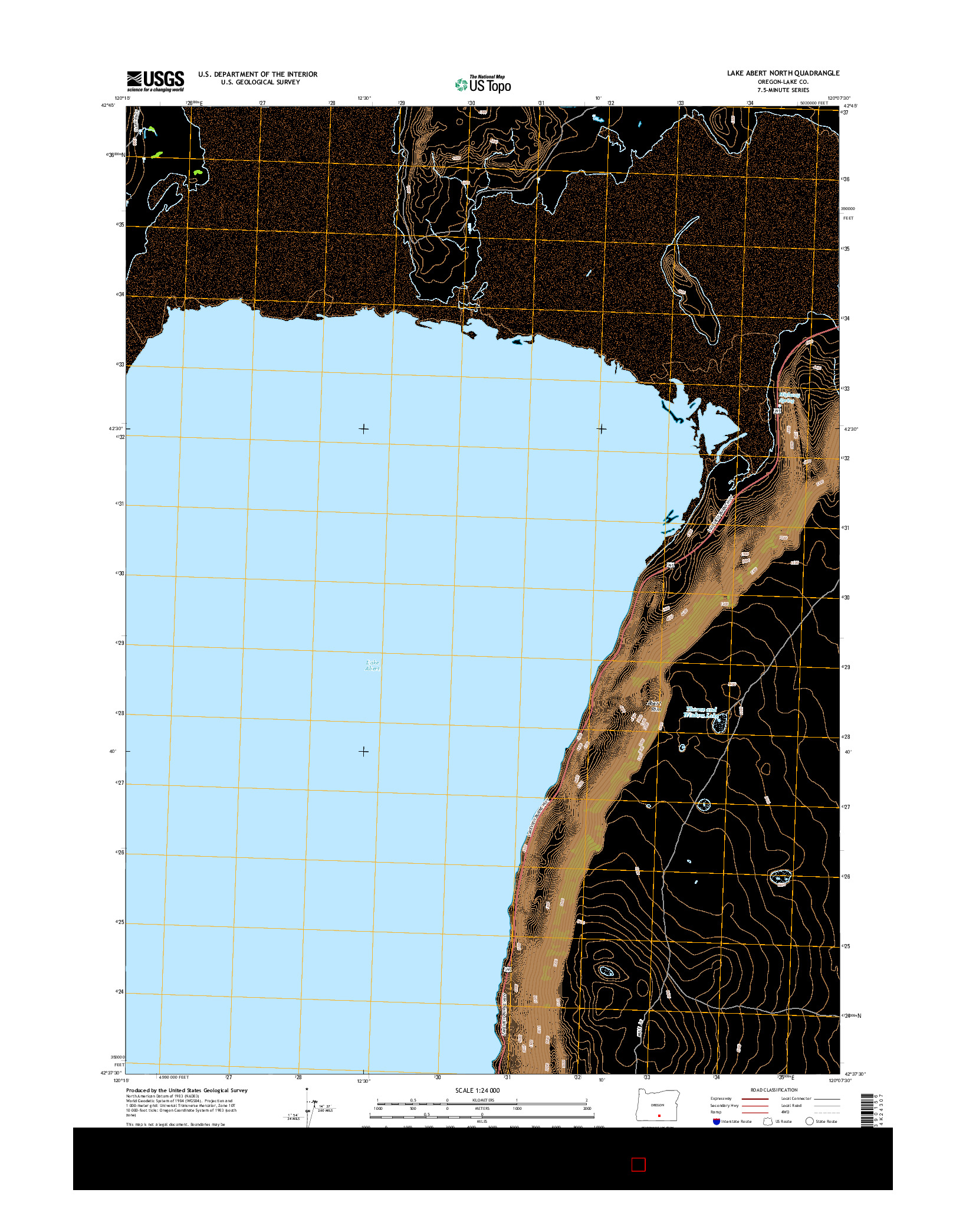 USGS US TOPO 7.5-MINUTE MAP FOR LAKE ABERT NORTH, OR 2014
