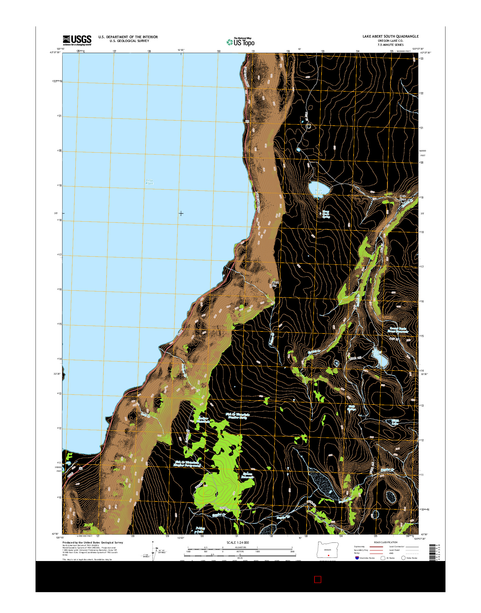 USGS US TOPO 7.5-MINUTE MAP FOR LAKE ABERT SOUTH, OR 2014