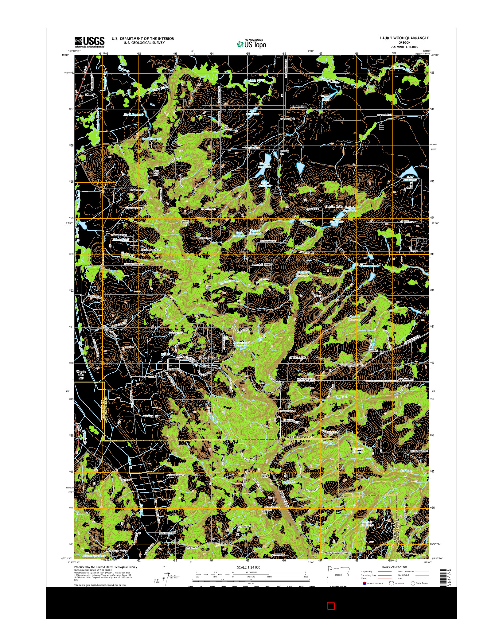 USGS US TOPO 7.5-MINUTE MAP FOR LAURELWOOD, OR 2014