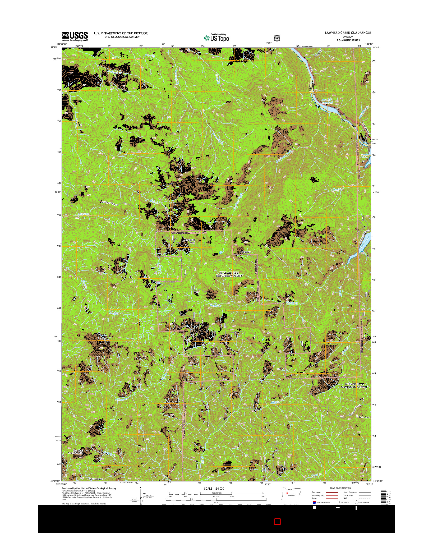 USGS US TOPO 7.5-MINUTE MAP FOR LAWHEAD CREEK, OR 2014