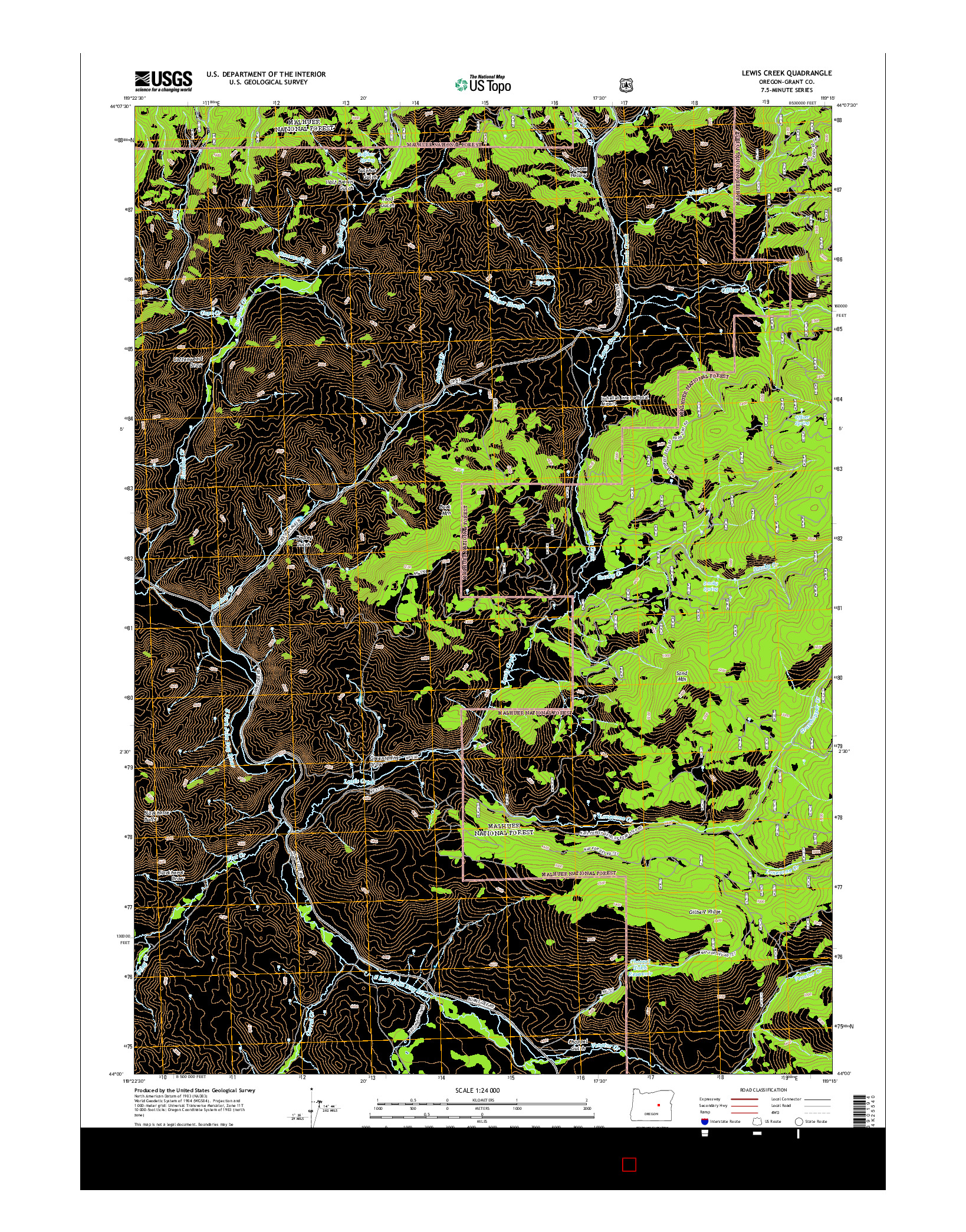 USGS US TOPO 7.5-MINUTE MAP FOR LEWIS CREEK, OR 2014