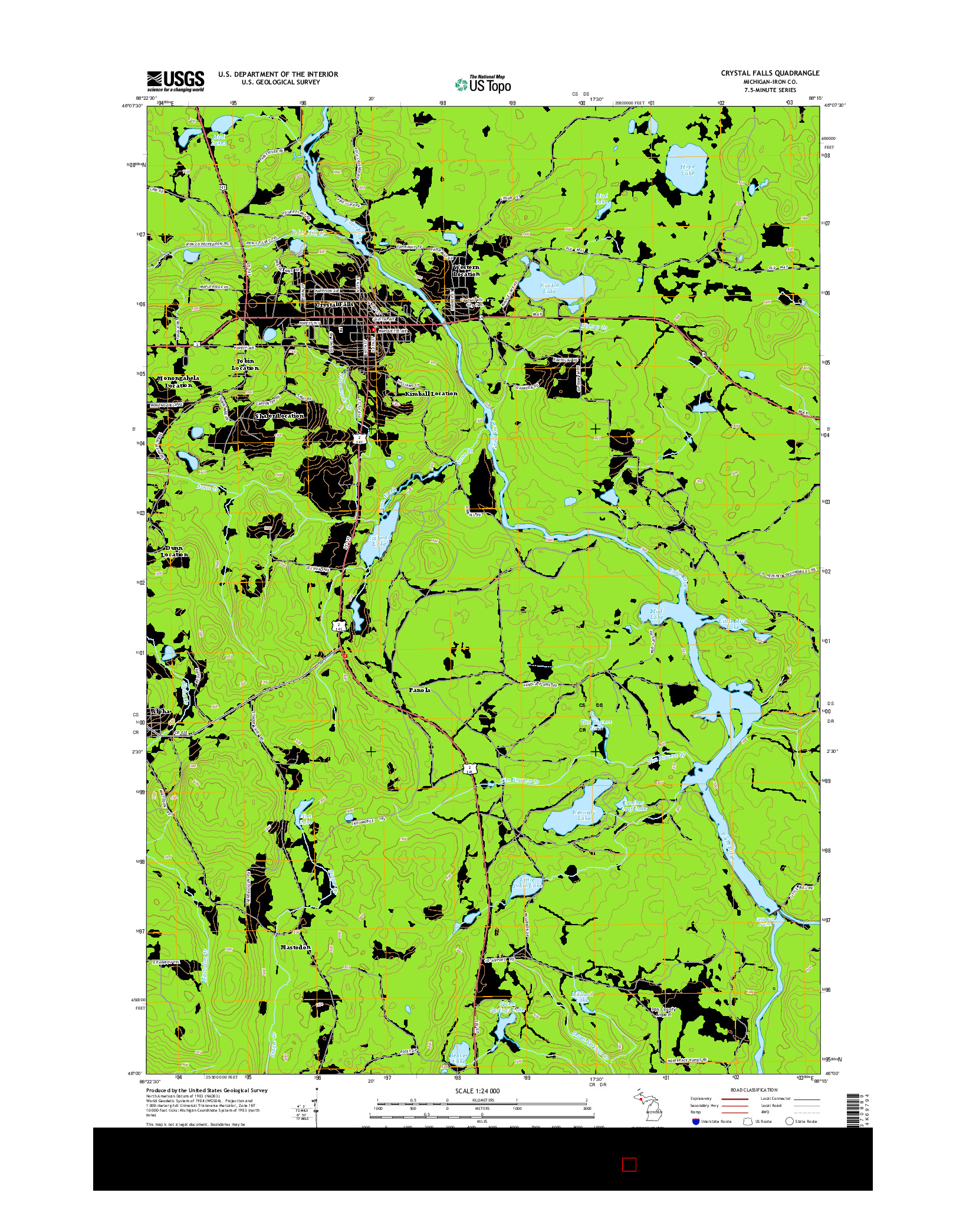 USGS US TOPO 7.5-MINUTE MAP FOR CRYSTAL FALLS, MI 2014