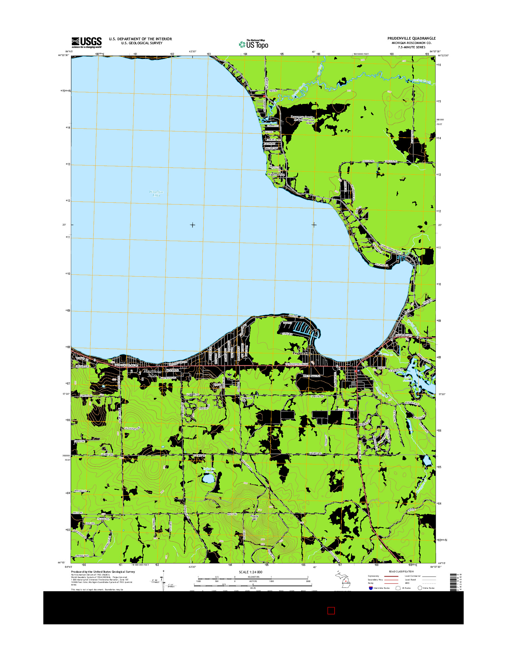 USGS US TOPO 7.5-MINUTE MAP FOR PRUDENVILLE, MI 2014
