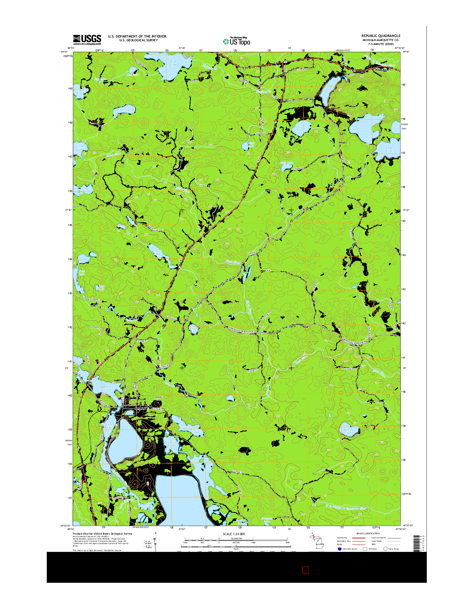 USGS US TOPO 7.5-MINUTE MAP FOR REPUBLIC, MI 2014