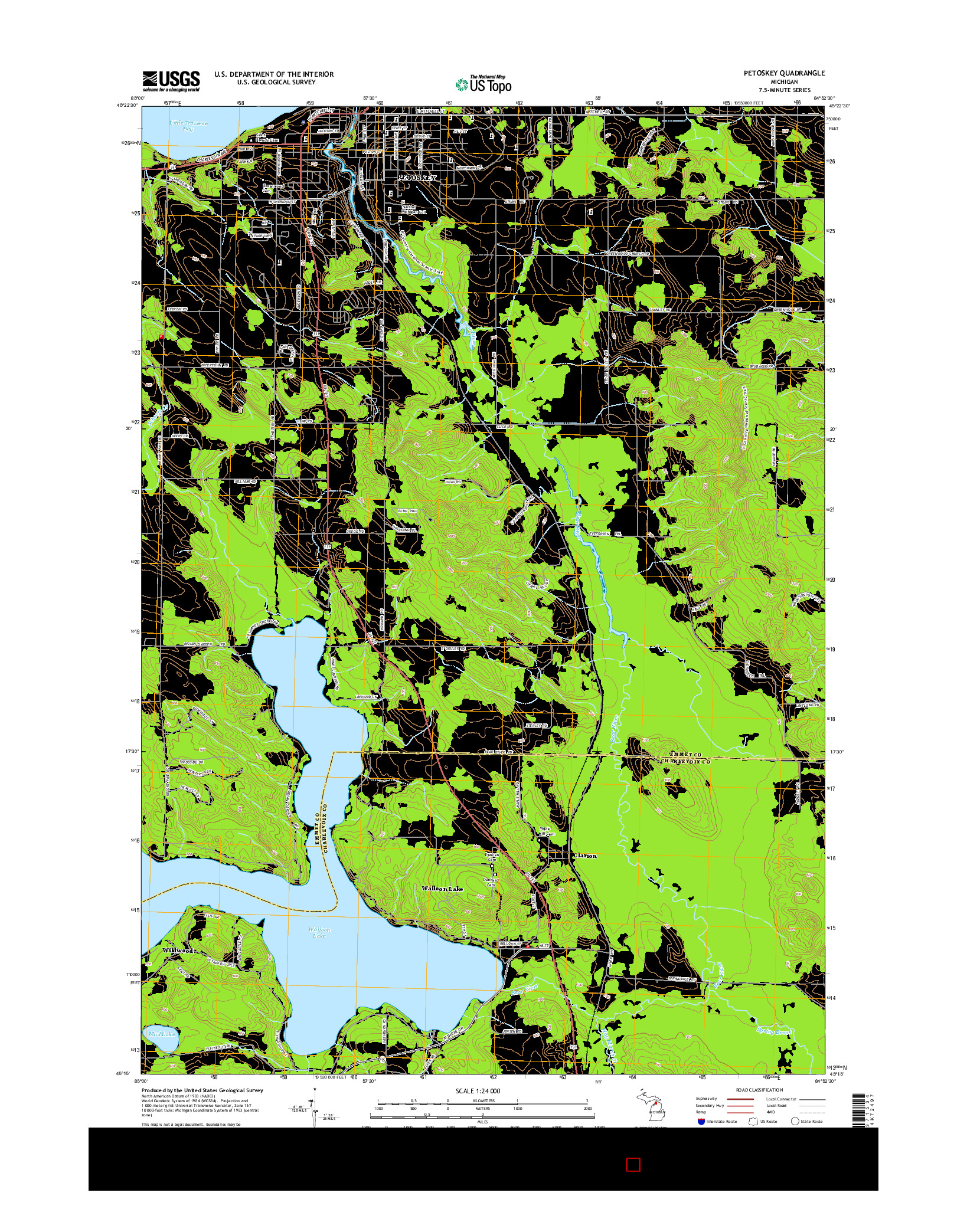 USGS US TOPO 7.5-MINUTE MAP FOR PETOSKEY, MI 2014