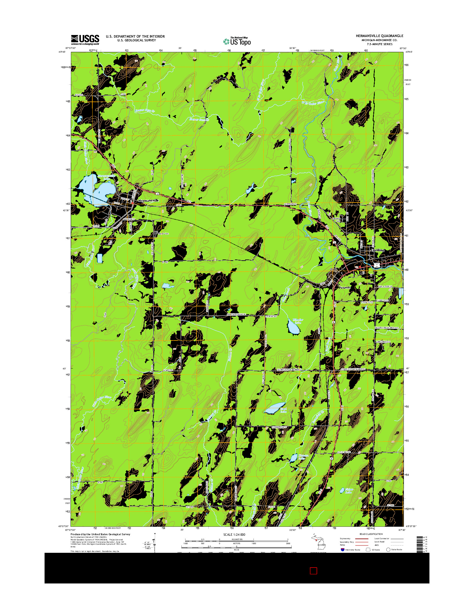 USGS US TOPO 7.5-MINUTE MAP FOR HERMANSVILLE, MI 2014