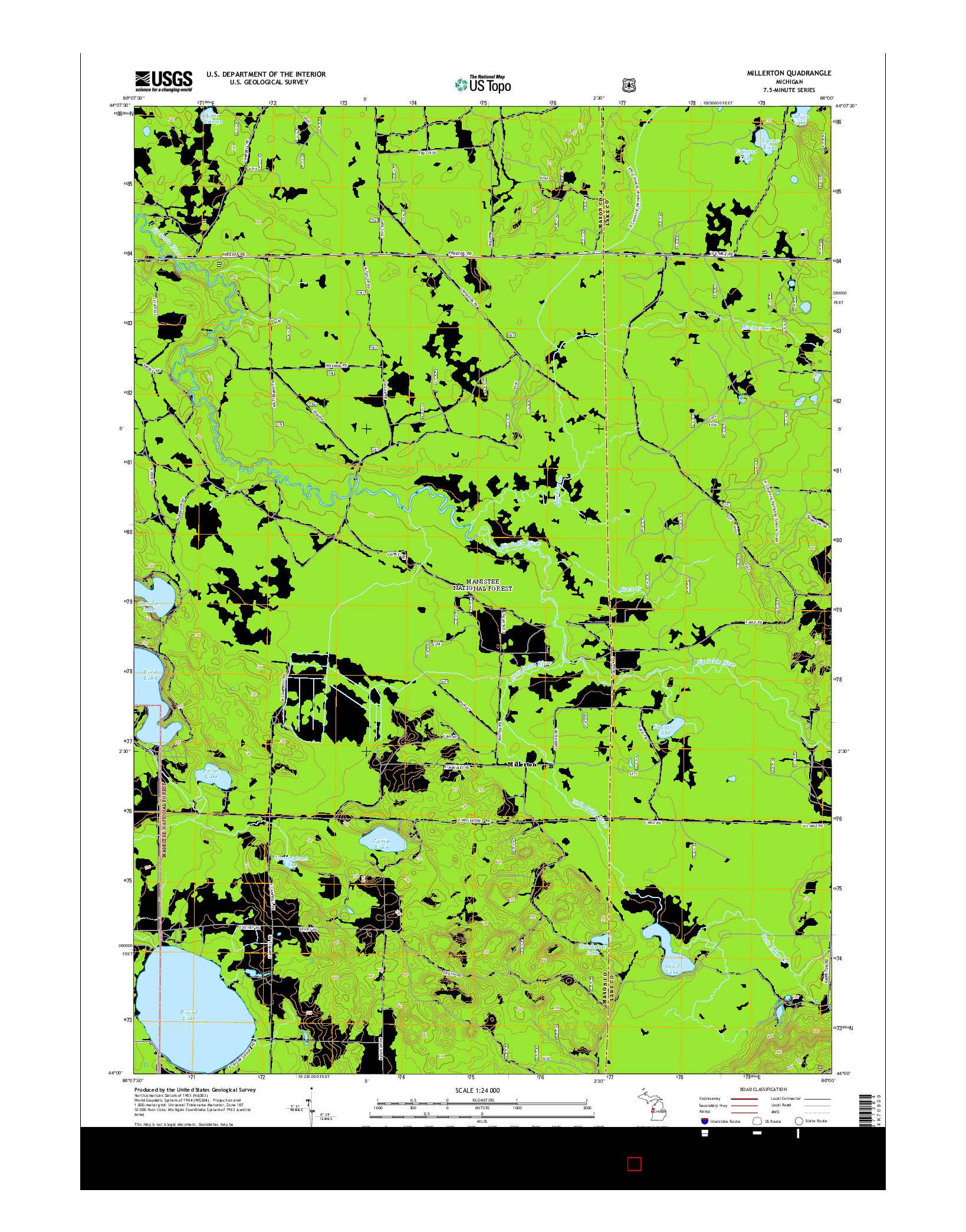 USGS US TOPO 7.5-MINUTE MAP FOR MILLERTON, MI 2014