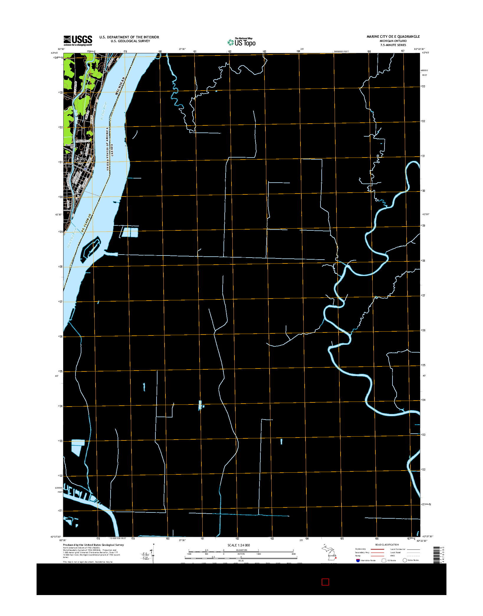 USGS US TOPO 7.5-MINUTE MAP FOR MARINE CITY OE E, MI-ON 2014