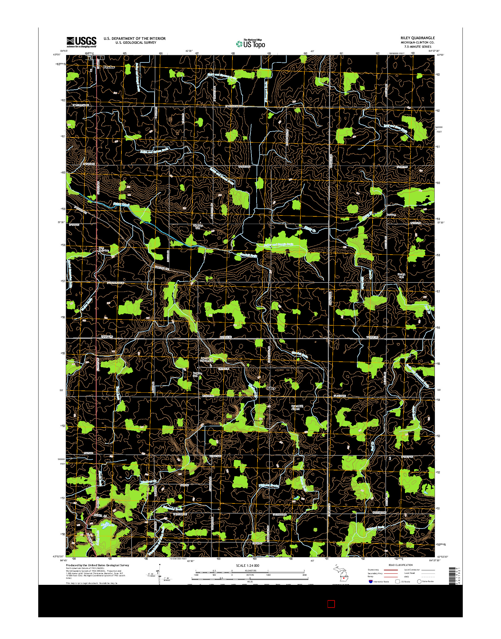 USGS US TOPO 7.5-MINUTE MAP FOR RILEY, MI 2014