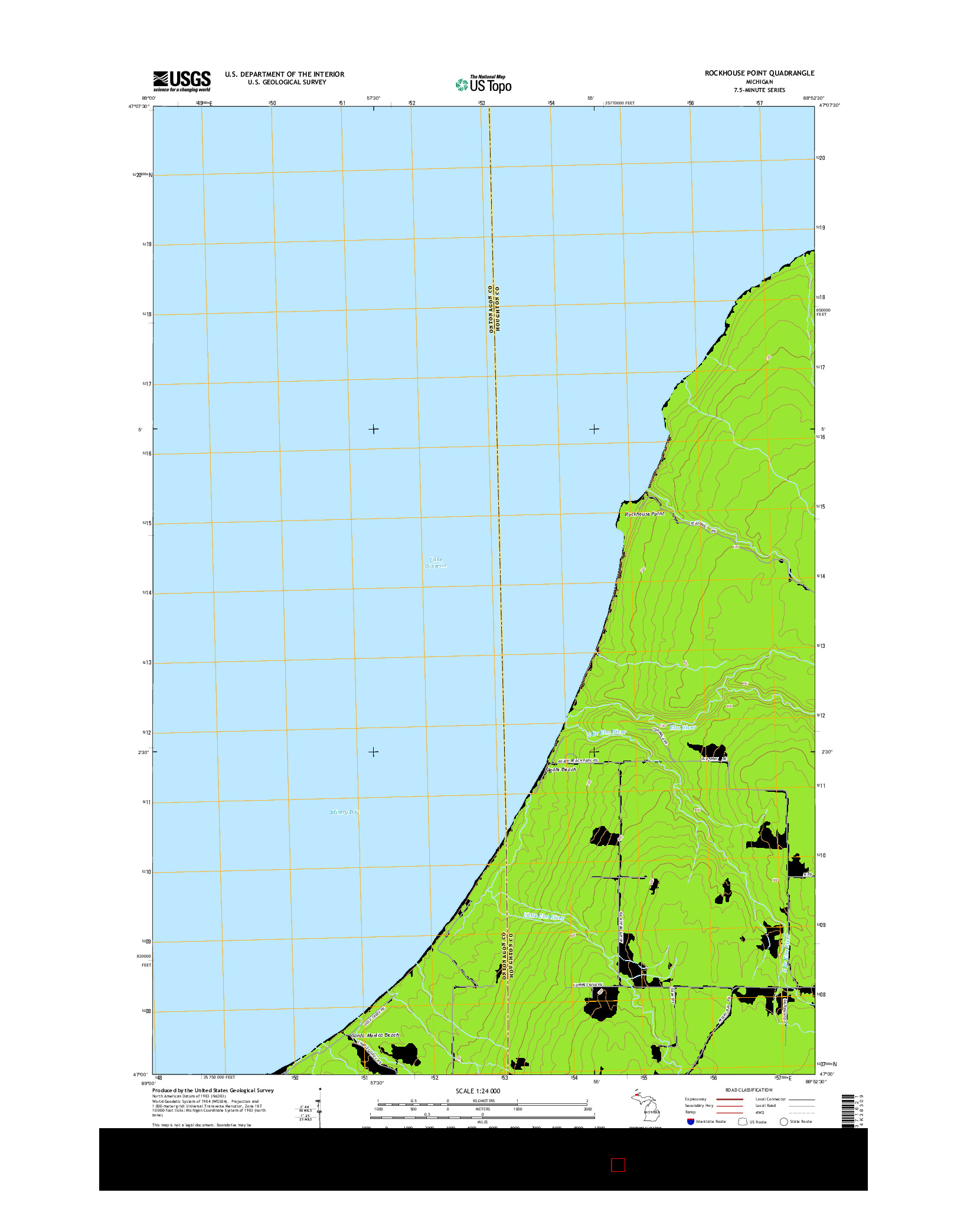 USGS US TOPO 7.5-MINUTE MAP FOR ROCKHOUSE POINT, MI 2014