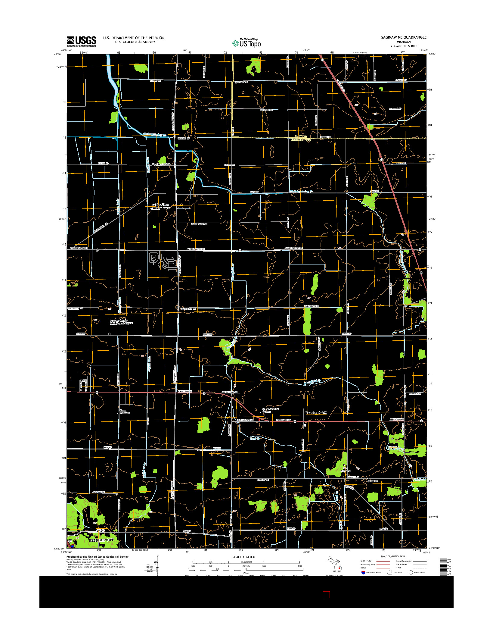 USGS US TOPO 7.5-MINUTE MAP FOR SAGINAW NE, MI 2014
