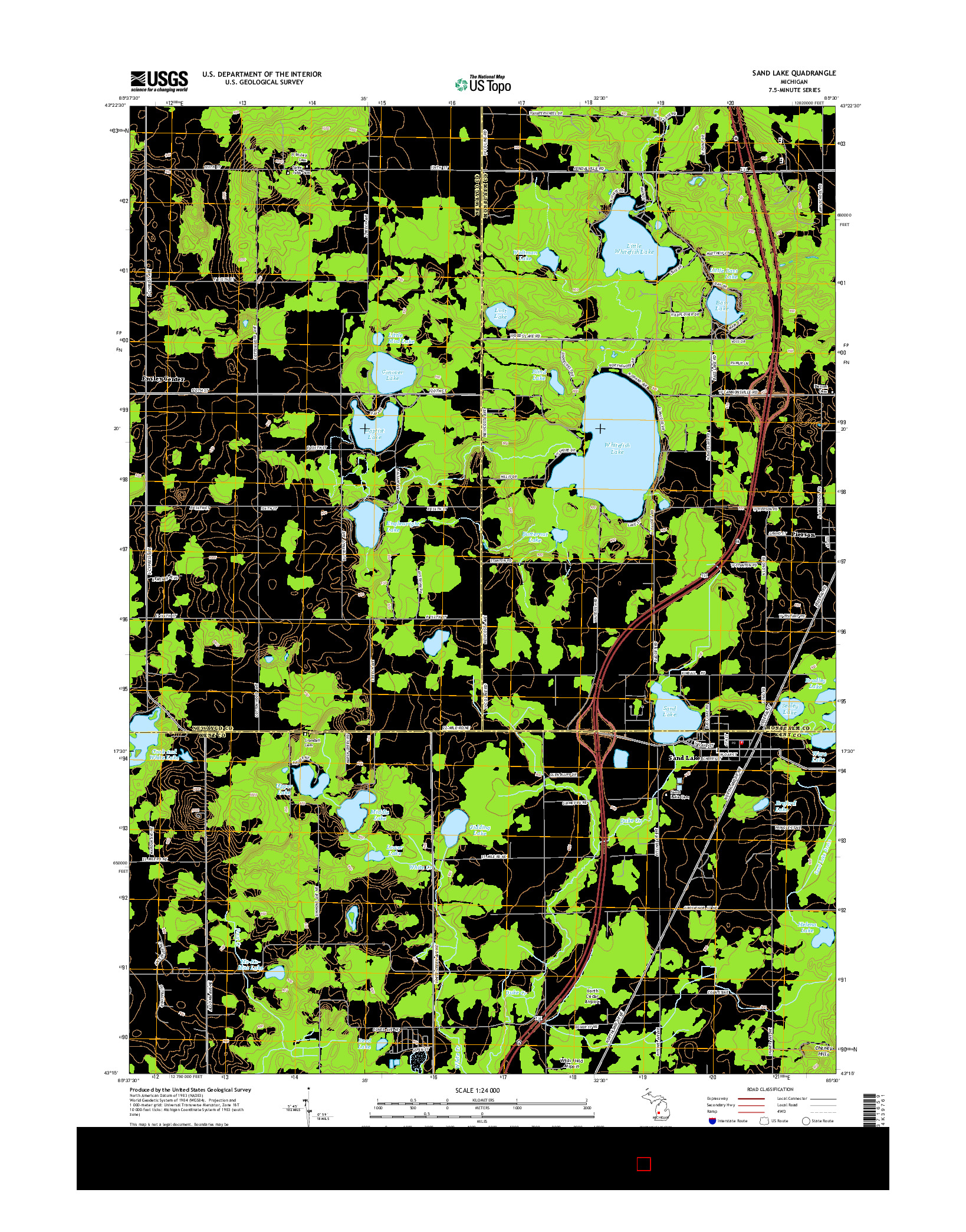 USGS US TOPO 7.5-MINUTE MAP FOR SAND LAKE, MI 2014
