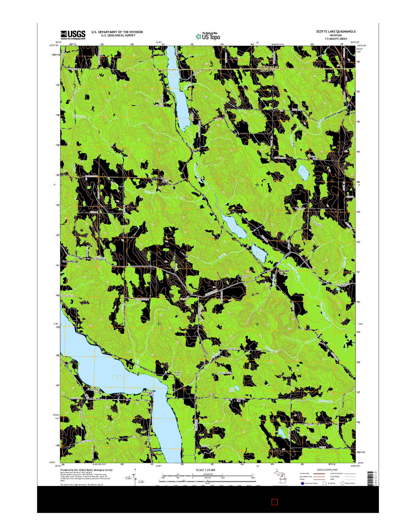 USGS US TOPO 7.5-MINUTE MAP FOR SCOTTS LAKE, MI 2014