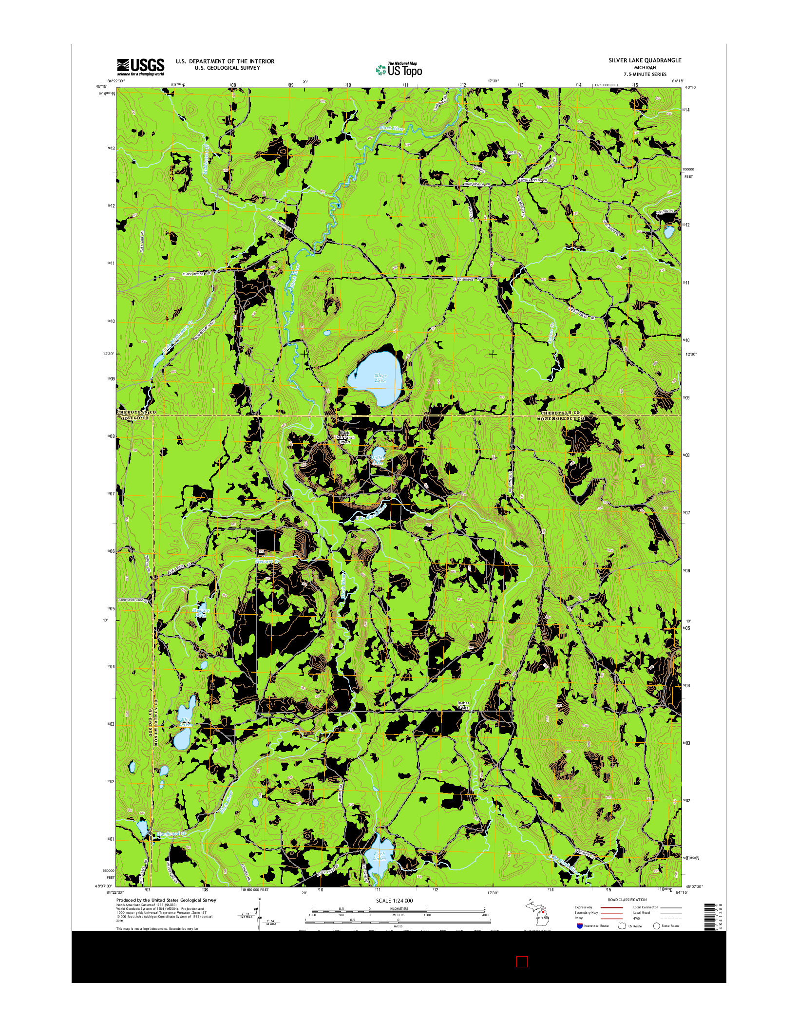 USGS US TOPO 7.5-MINUTE MAP FOR SILVER LAKE, MI 2014
