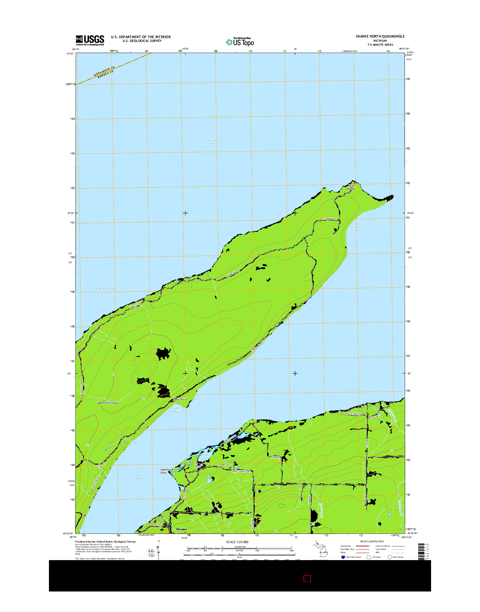USGS US TOPO 7.5-MINUTE MAP FOR SKANEE NORTH, MI 2014