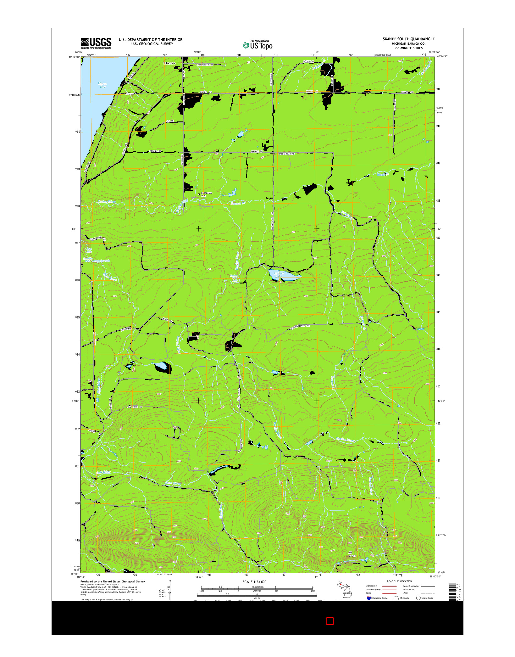 USGS US TOPO 7.5-MINUTE MAP FOR SKANEE SOUTH, MI 2014