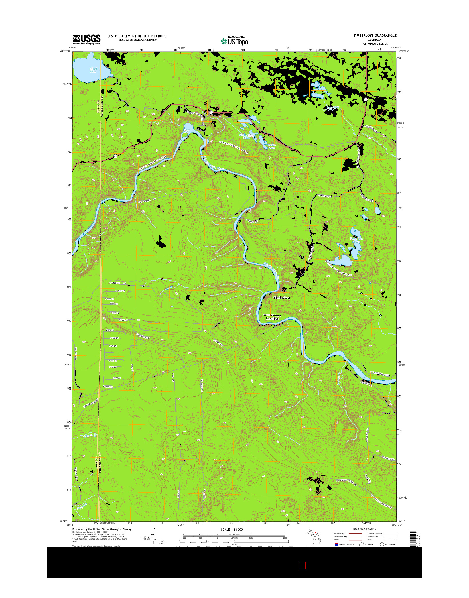 USGS US TOPO 7.5-MINUTE MAP FOR TIMBERLOST, MI 2014