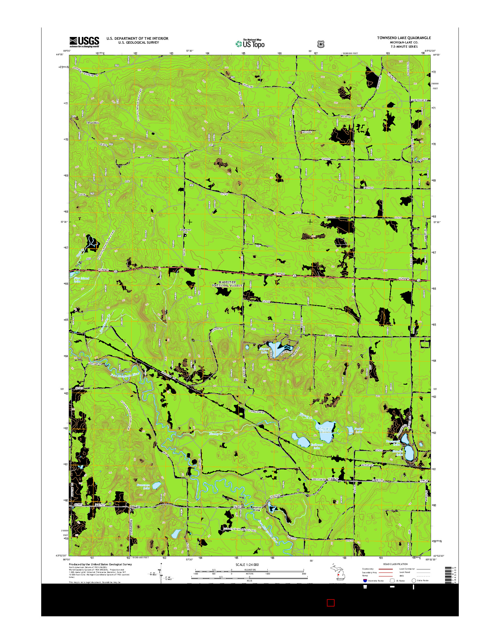 USGS US TOPO 7.5-MINUTE MAP FOR TOWNSEND LAKE, MI 2014