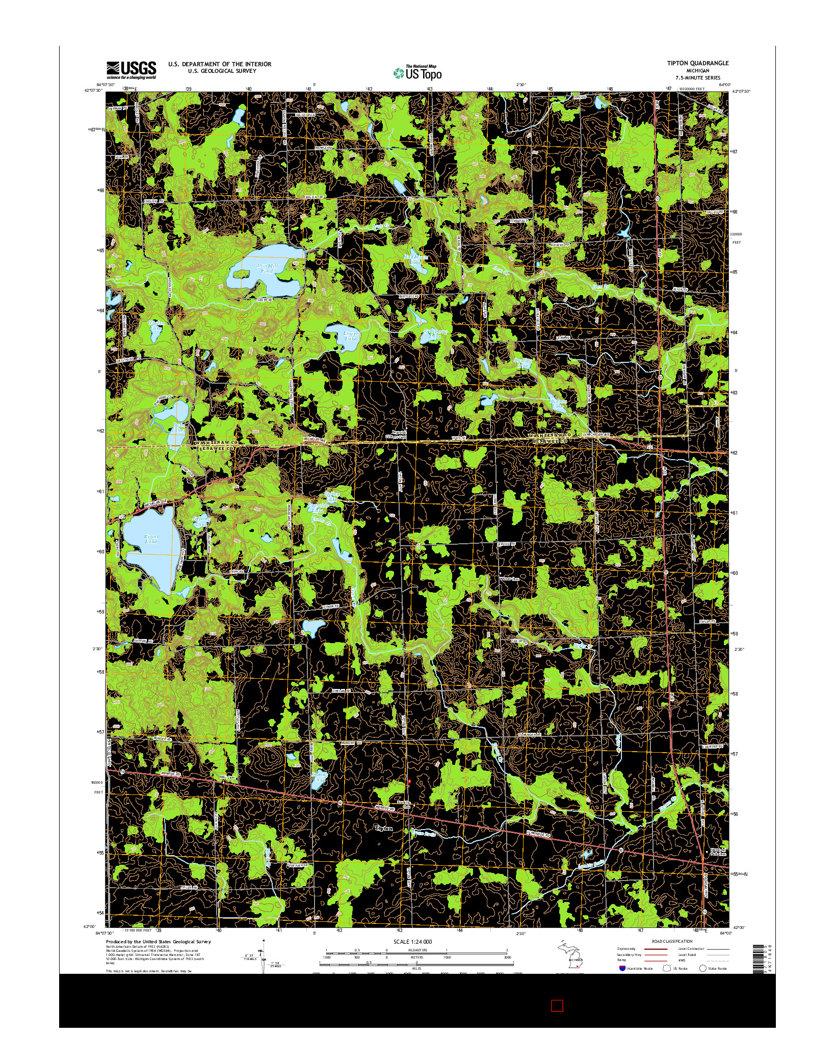 USGS US TOPO 7.5-MINUTE MAP FOR TIPTON, MI 2014