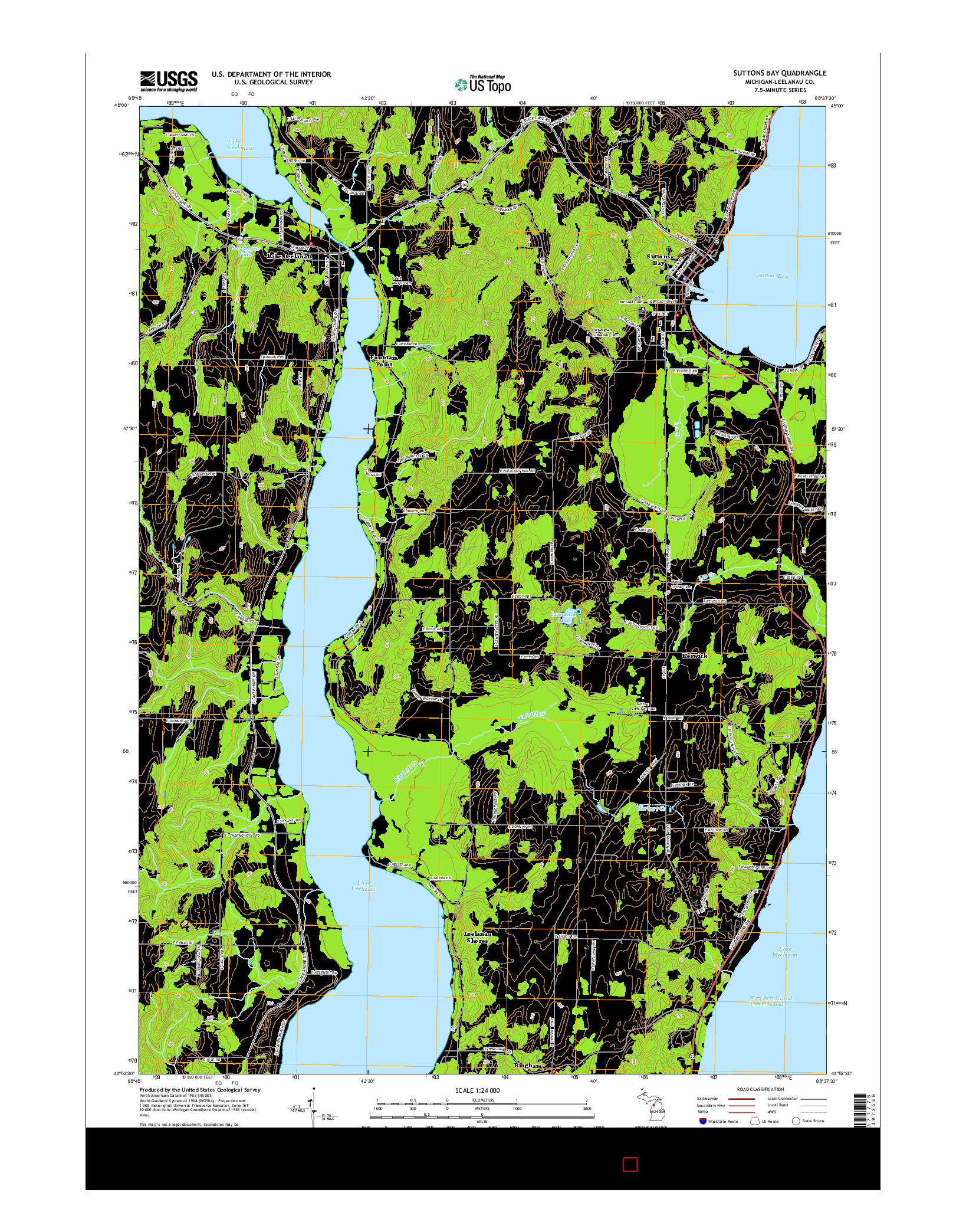 USGS US TOPO 7.5-MINUTE MAP FOR SUTTONS BAY, MI 2014