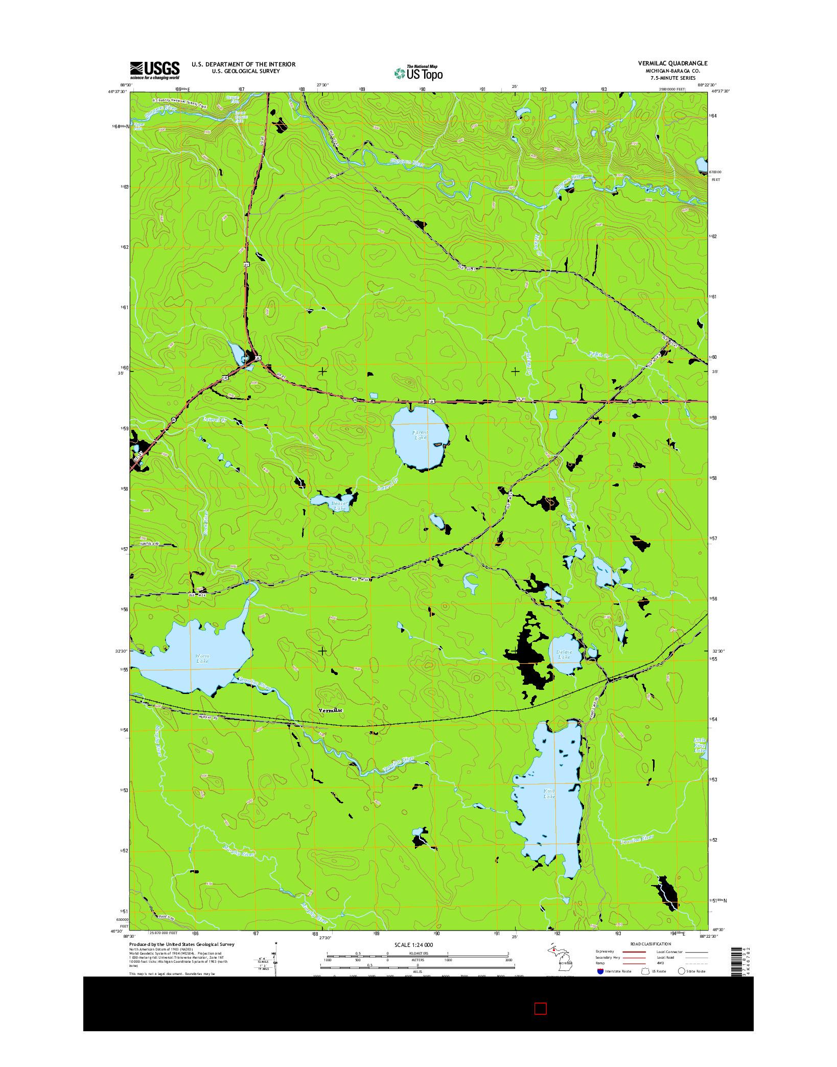 USGS US TOPO 7.5-MINUTE MAP FOR VERMILAC, MI 2014