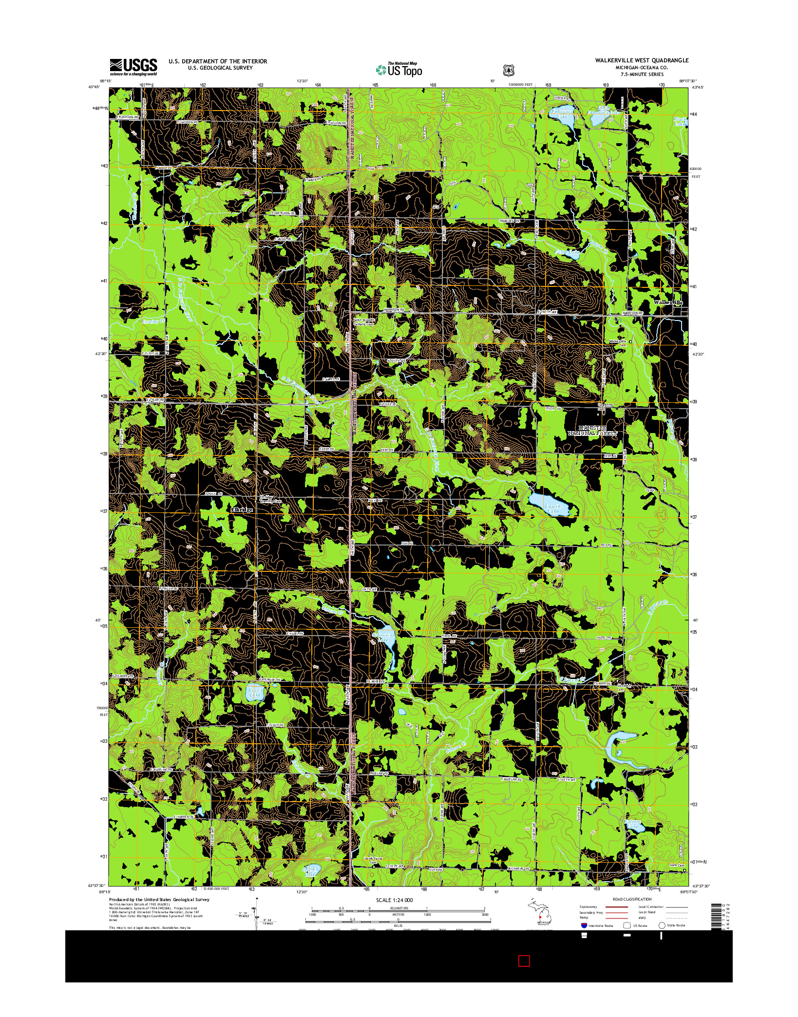 USGS US TOPO 7.5-MINUTE MAP FOR WALKERVILLE WEST, MI 2014