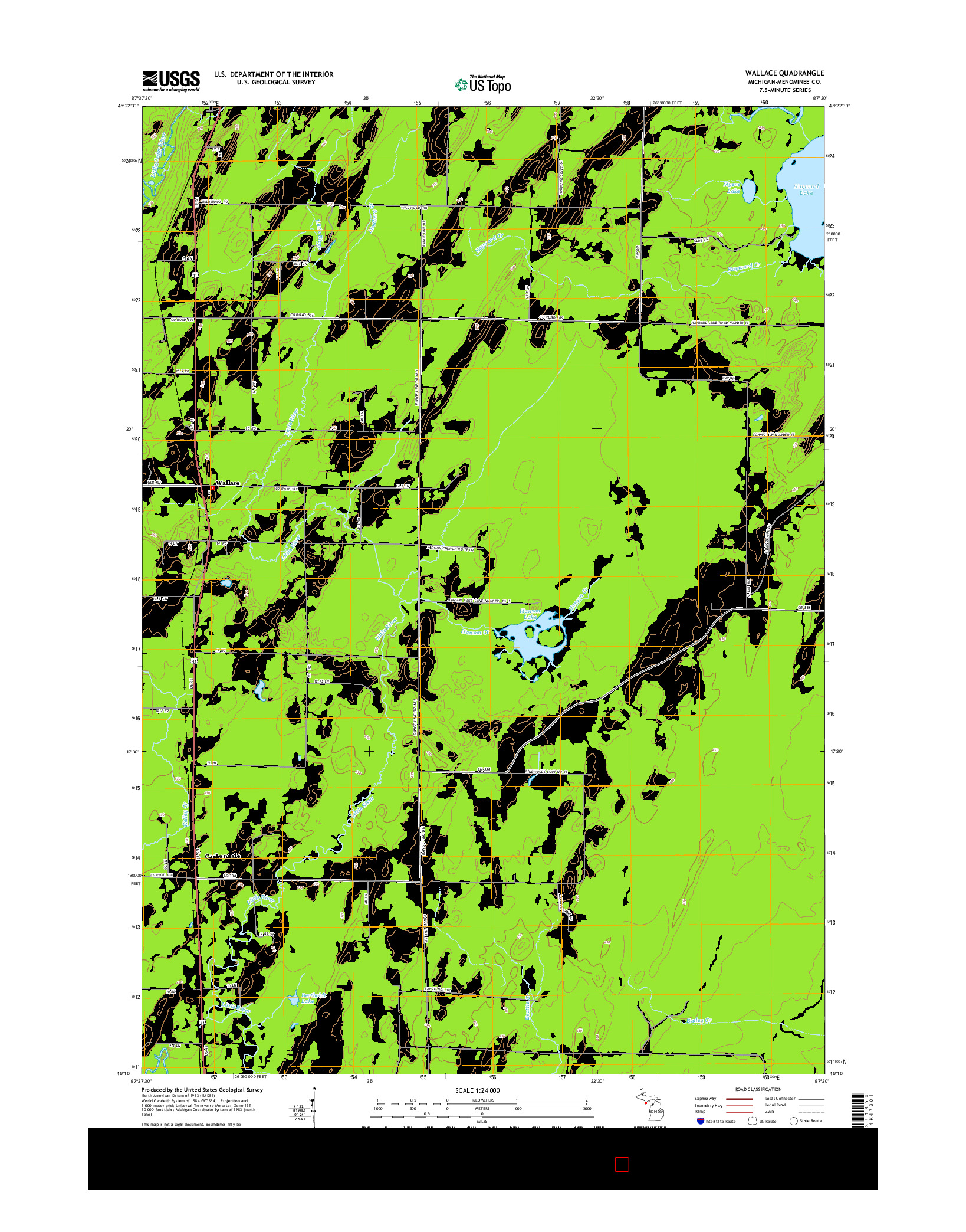 USGS US TOPO 7.5-MINUTE MAP FOR WALLACE, MI 2014