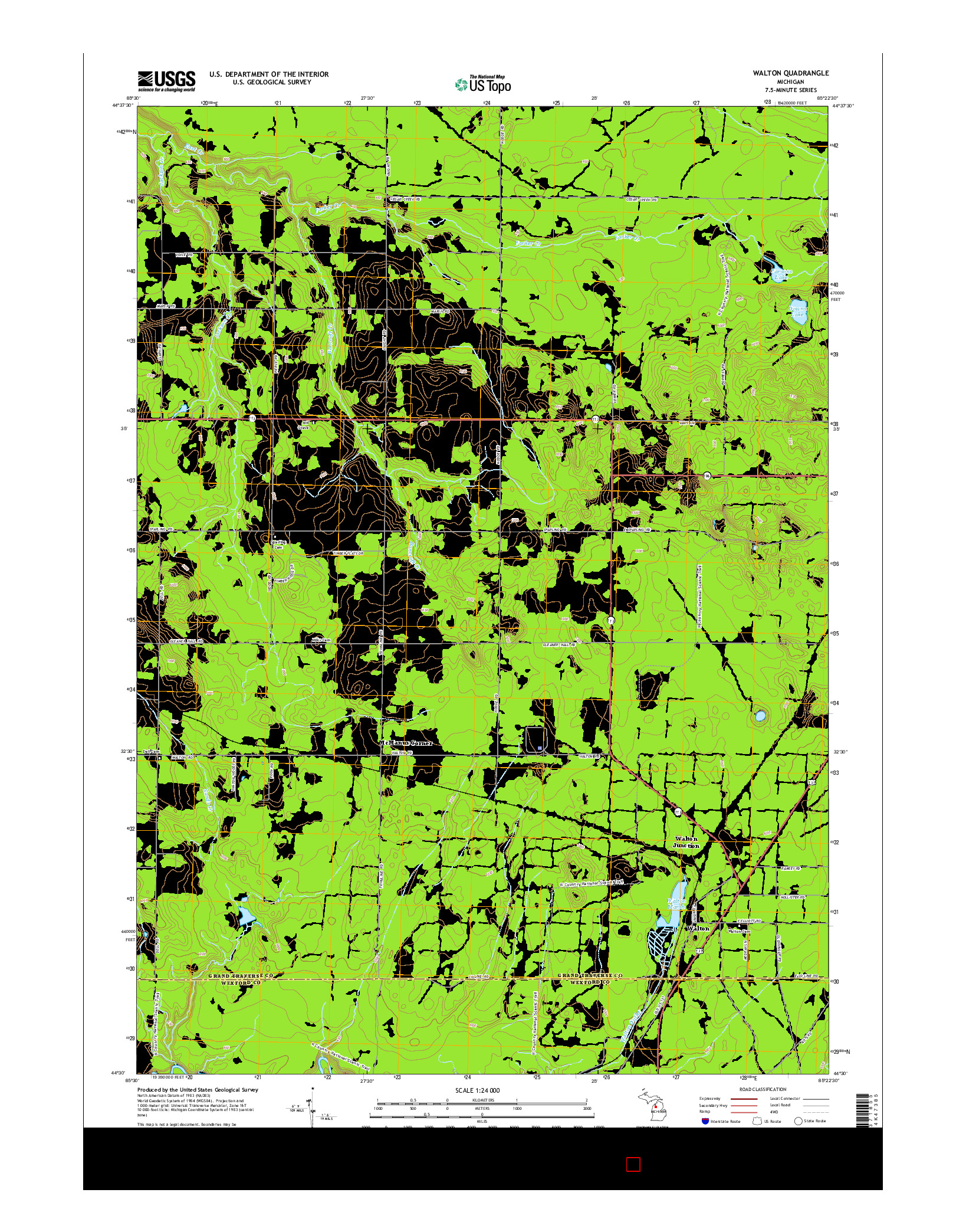 USGS US TOPO 7.5-MINUTE MAP FOR WALTON, MI 2014