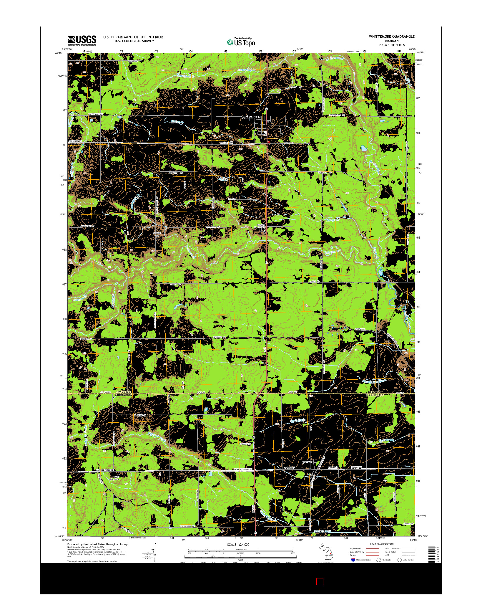 USGS US TOPO 7.5-MINUTE MAP FOR WHITTEMORE, MI 2014