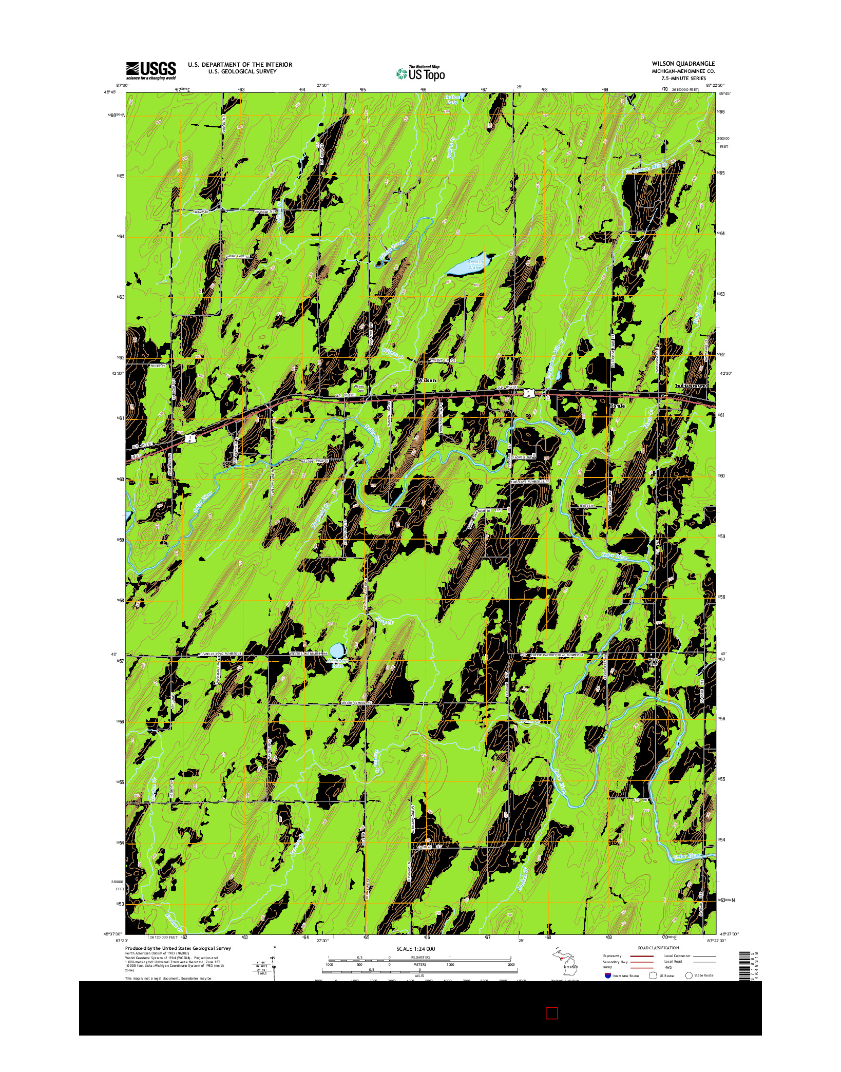 USGS US TOPO 7.5-MINUTE MAP FOR WILSON, MI 2014