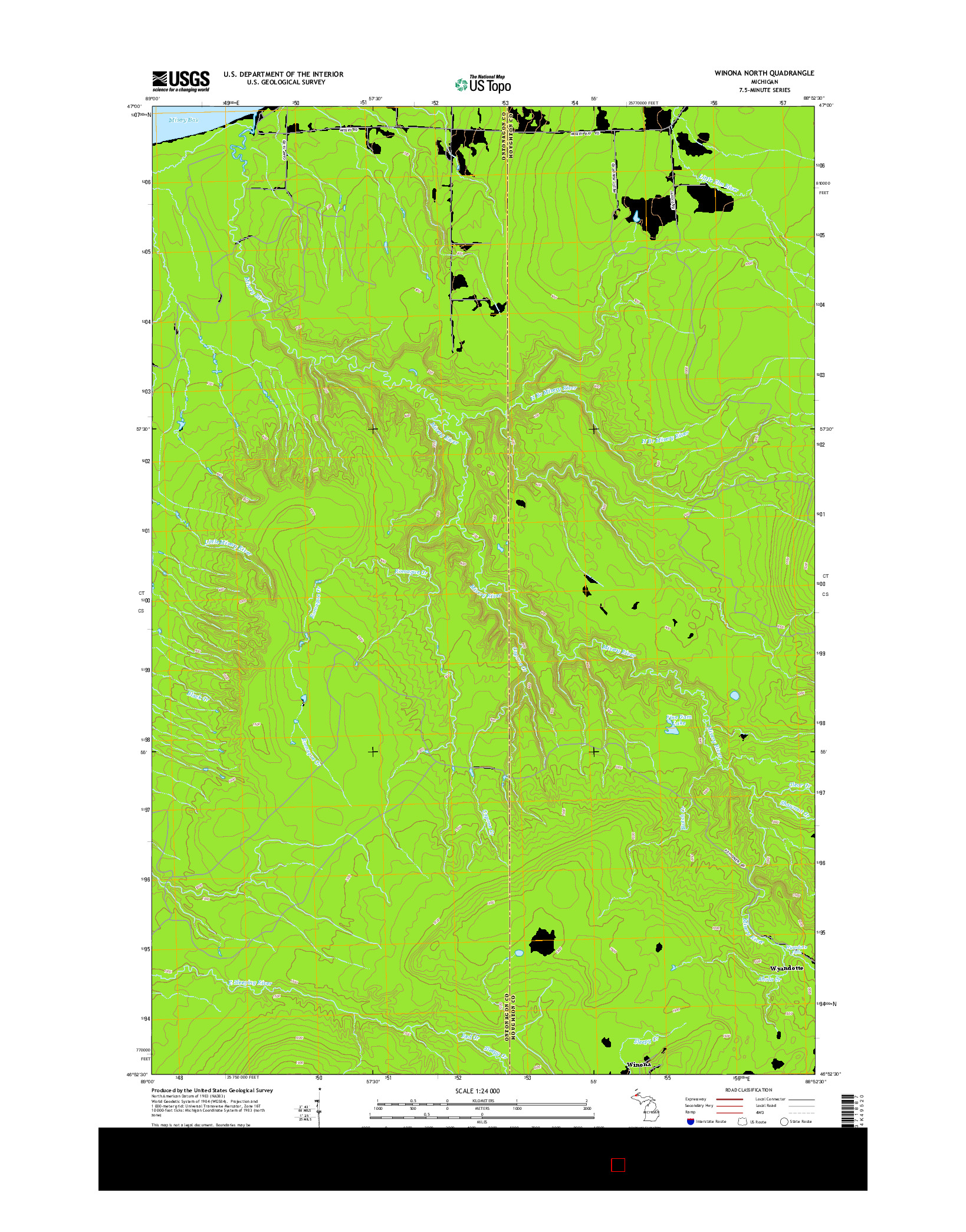 USGS US TOPO 7.5-MINUTE MAP FOR WINONA NORTH, MI 2014