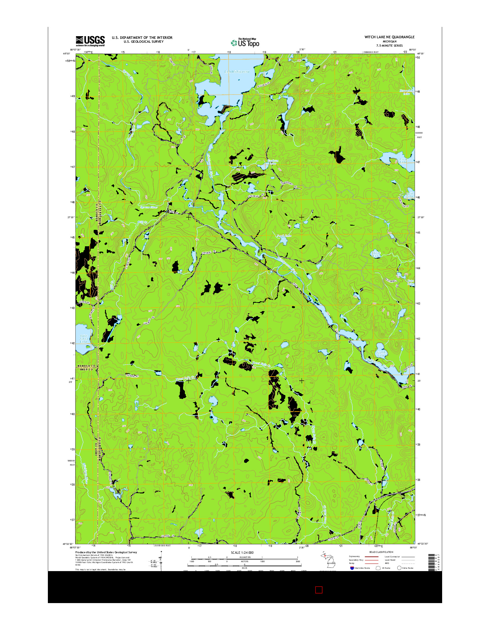 USGS US TOPO 7.5-MINUTE MAP FOR WITCH LAKE NE, MI 2014
