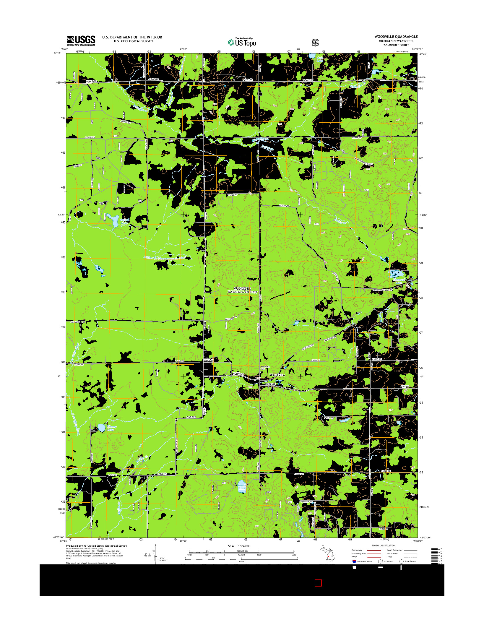 USGS US TOPO 7.5-MINUTE MAP FOR WOODVILLE, MI 2014
