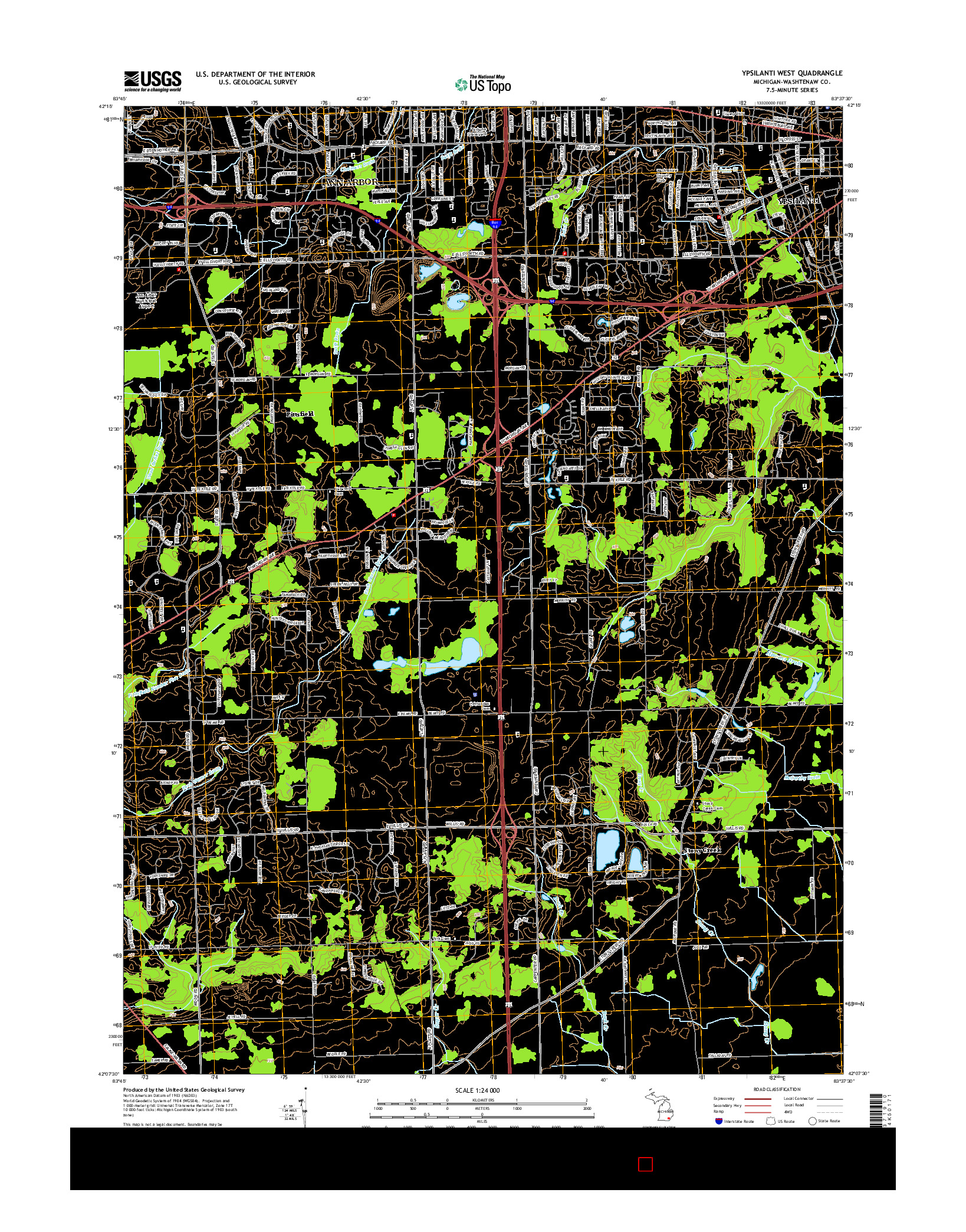 USGS US TOPO 7.5-MINUTE MAP FOR YPSILANTI WEST, MI 2014