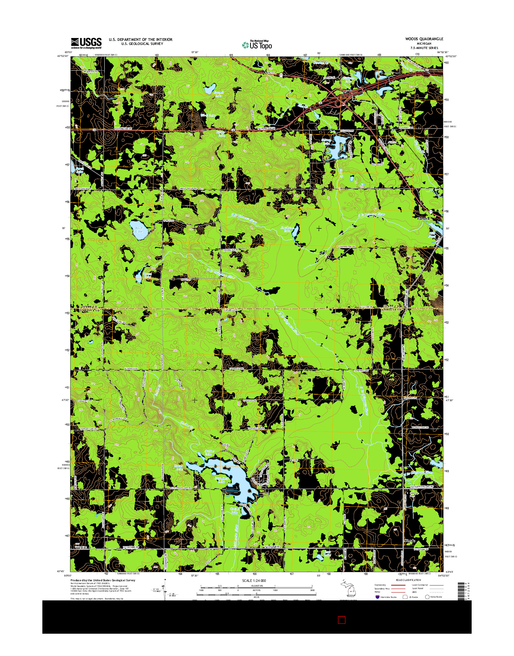 USGS US TOPO 7.5-MINUTE MAP FOR WOODS, MI 2014