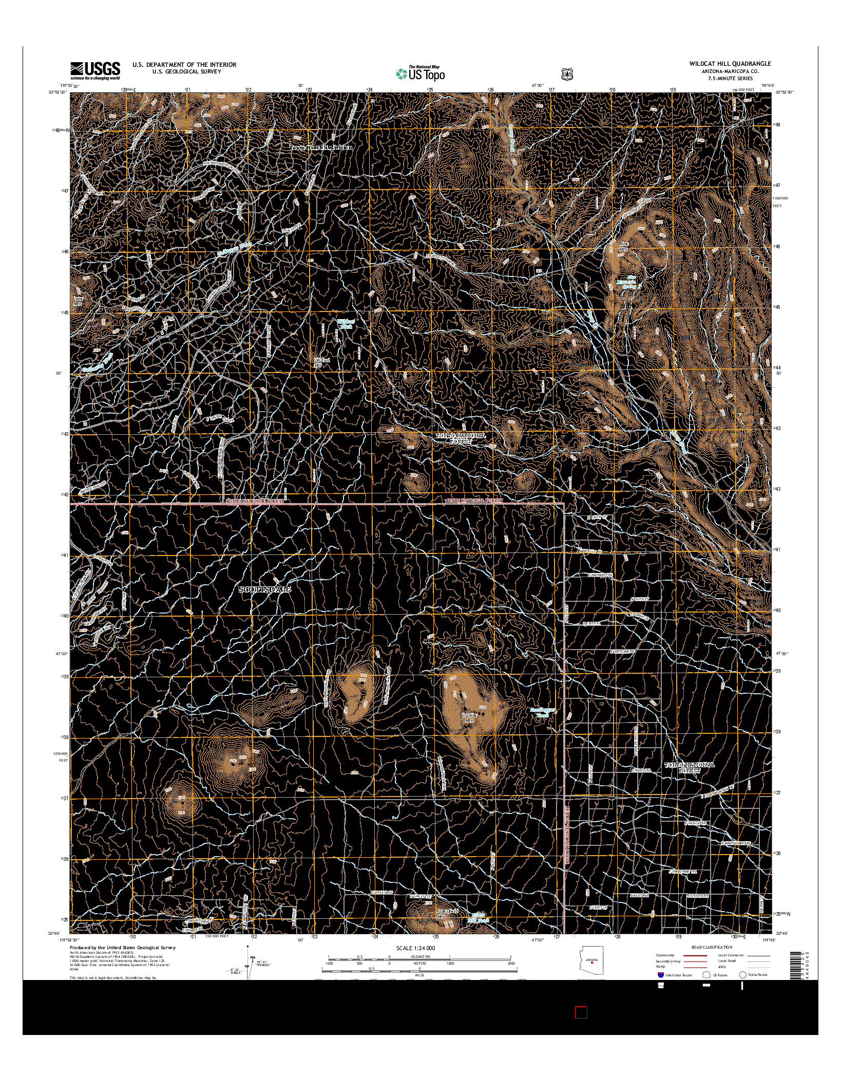 USGS US TOPO 7.5-MINUTE MAP FOR WILDCAT HILL, AZ 2014