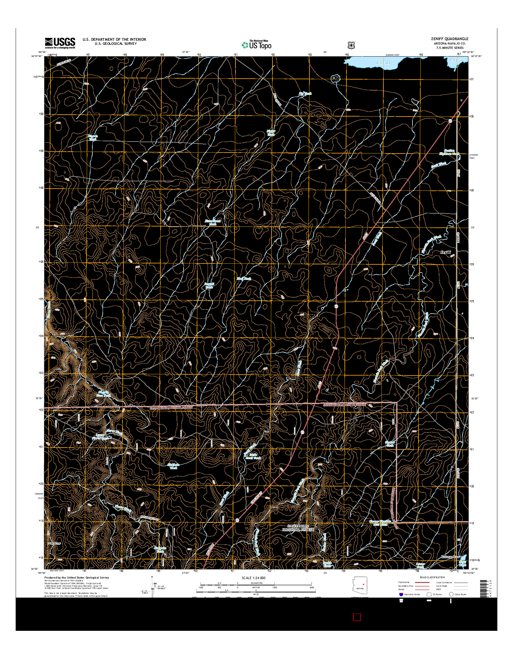 USGS US TOPO 7.5-MINUTE MAP FOR ZENIFF, AZ 2014