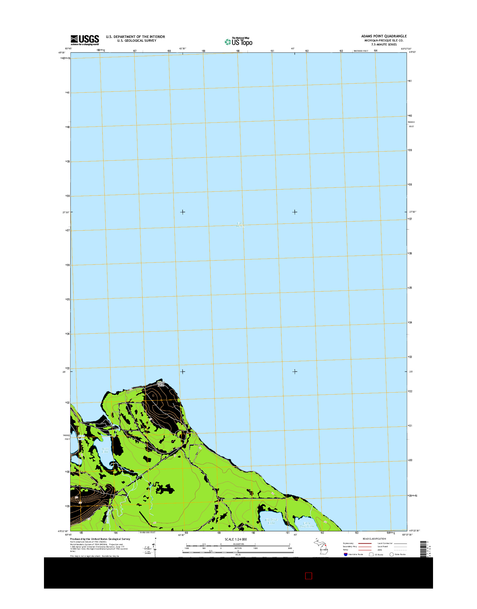 USGS US TOPO 7.5-MINUTE MAP FOR ADAMS POINT, MI 2014