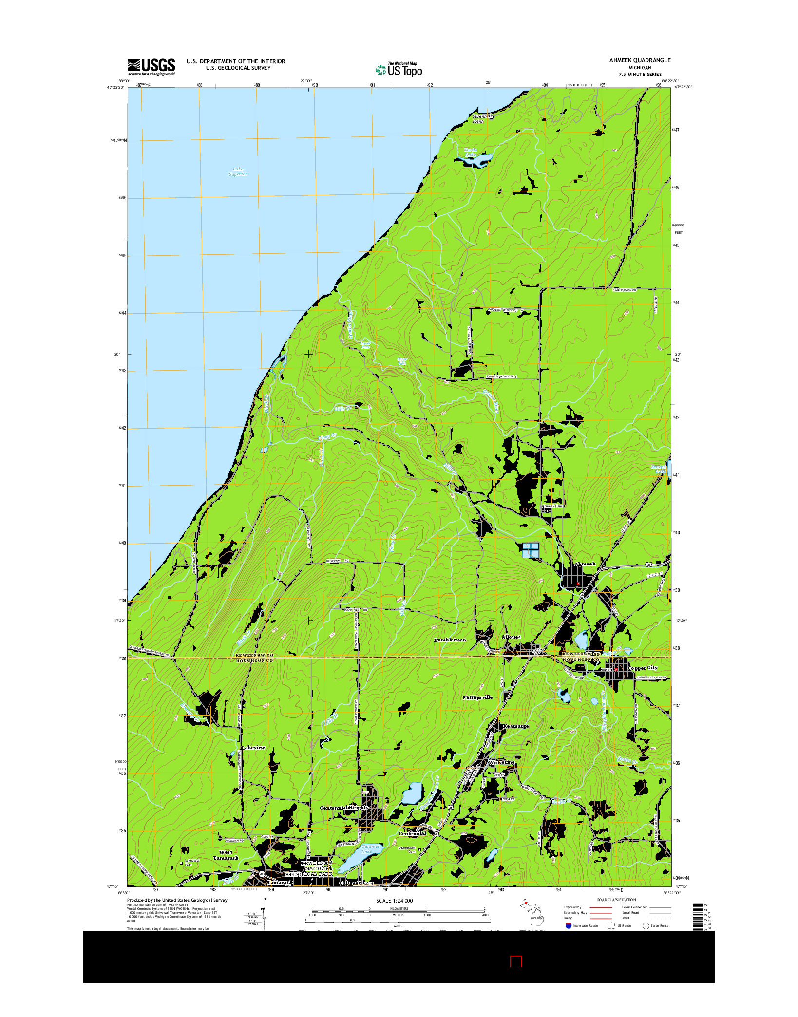 USGS US TOPO 7.5-MINUTE MAP FOR AHMEEK, MI 2014