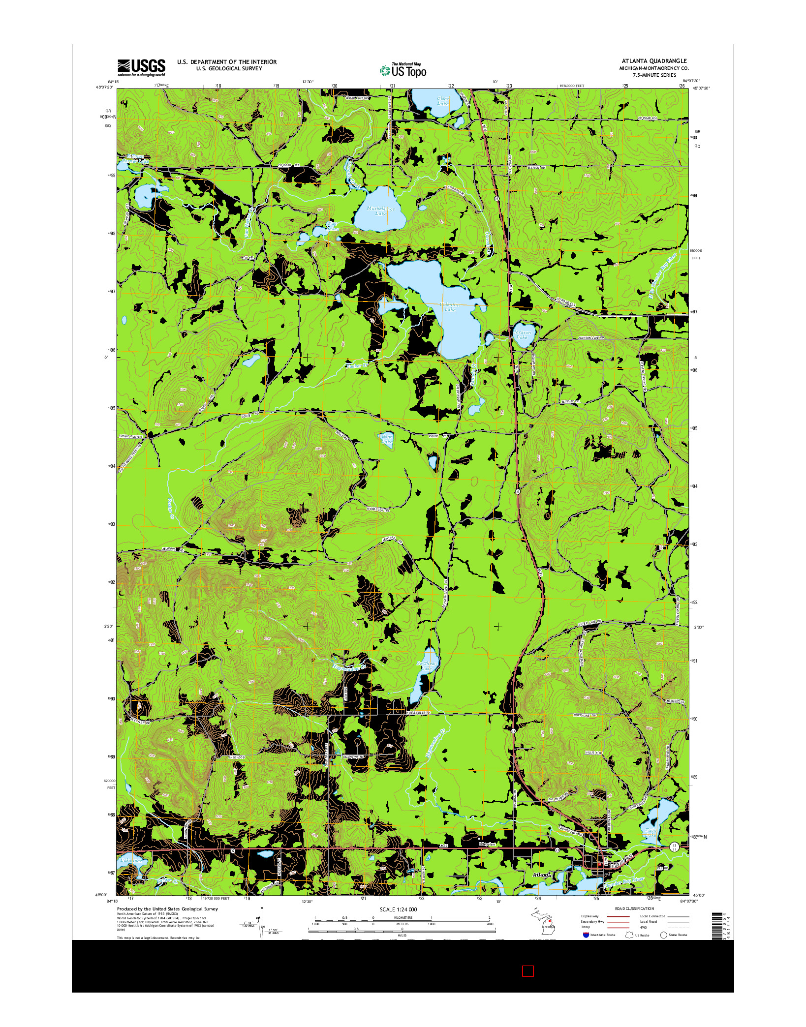 USGS US TOPO 7.5-MINUTE MAP FOR ATLANTA, MI 2014