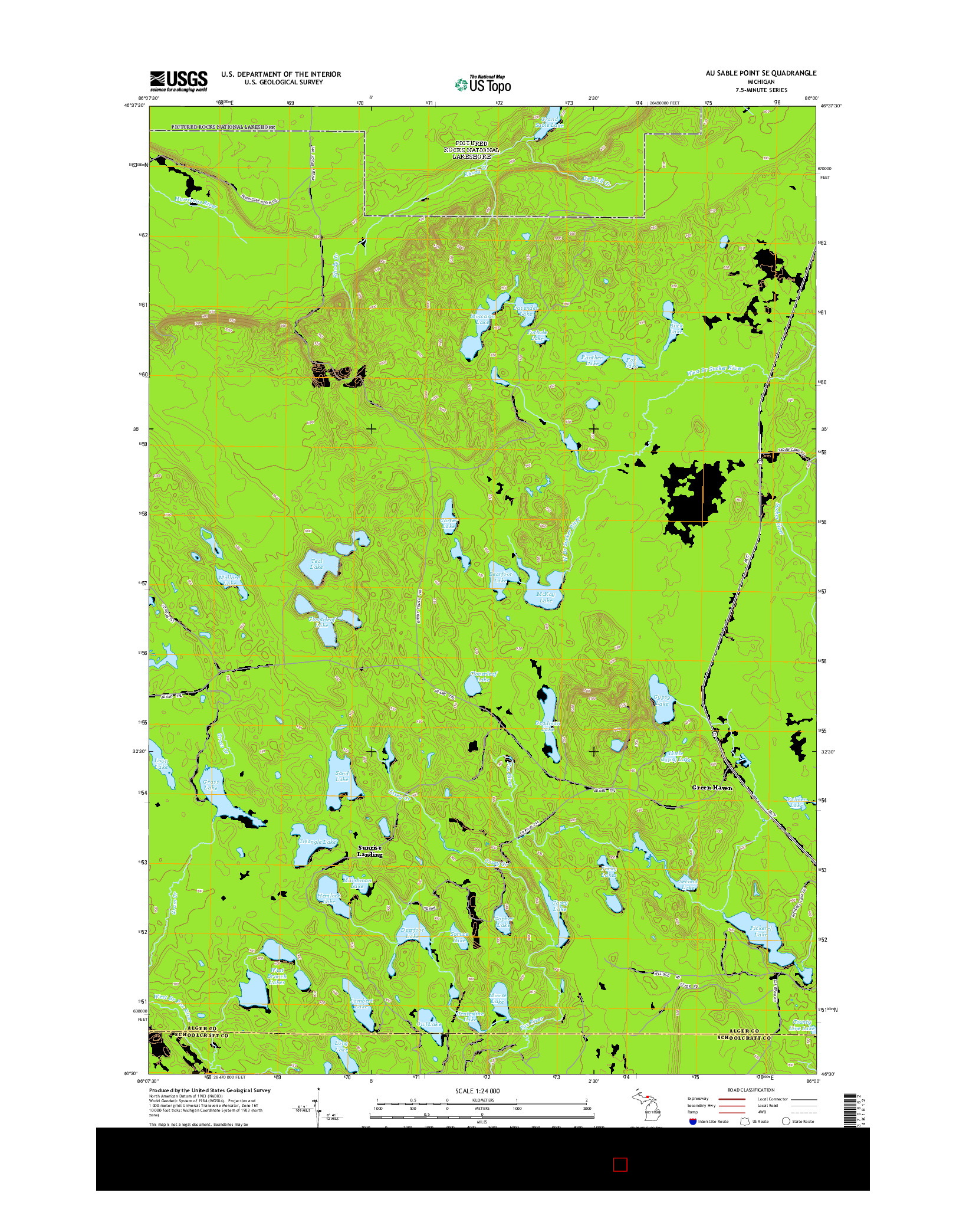 USGS US TOPO 7.5-MINUTE MAP FOR AU SABLE POINT SE, MI 2014